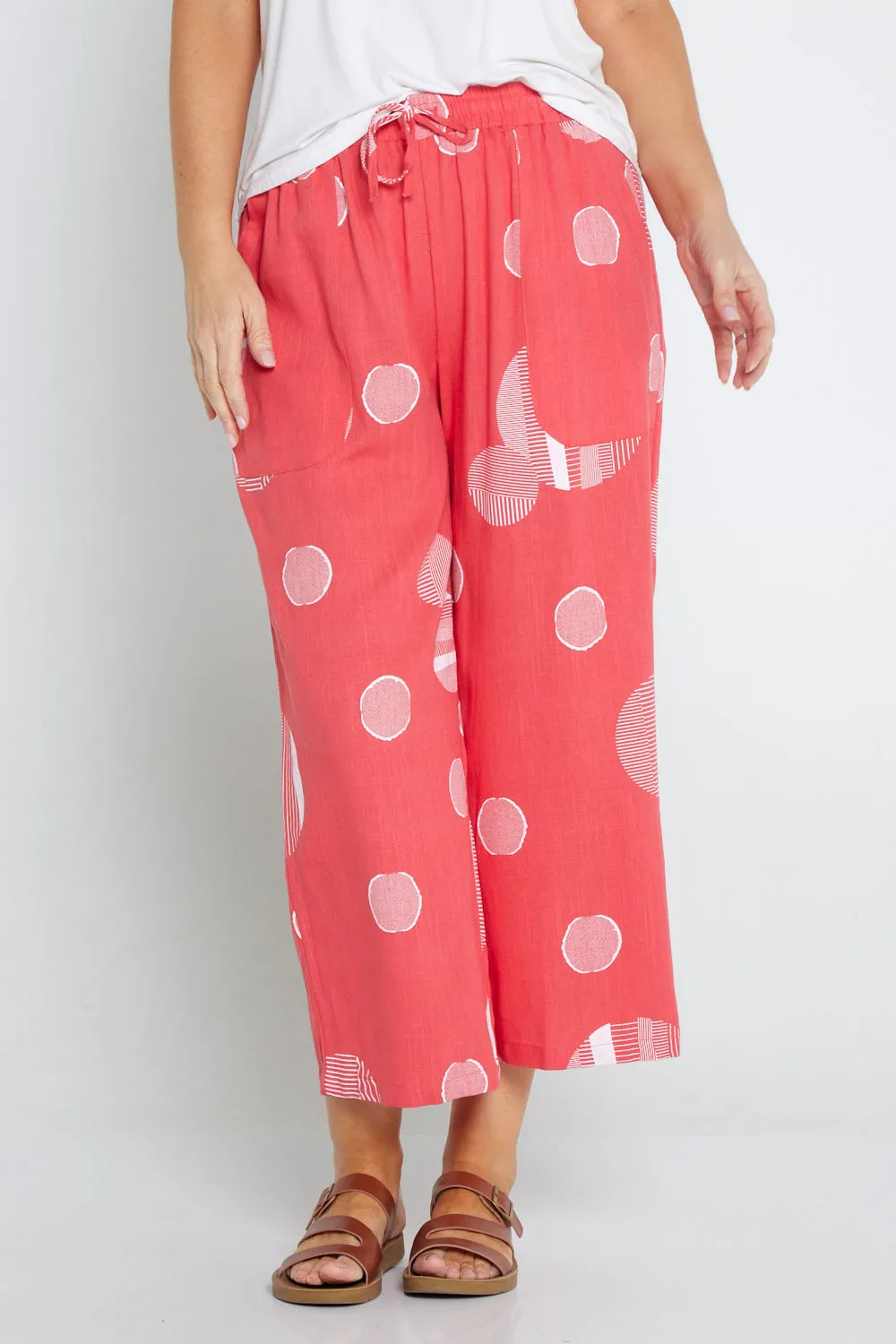 Aiko Linen Pants - Coral Spot