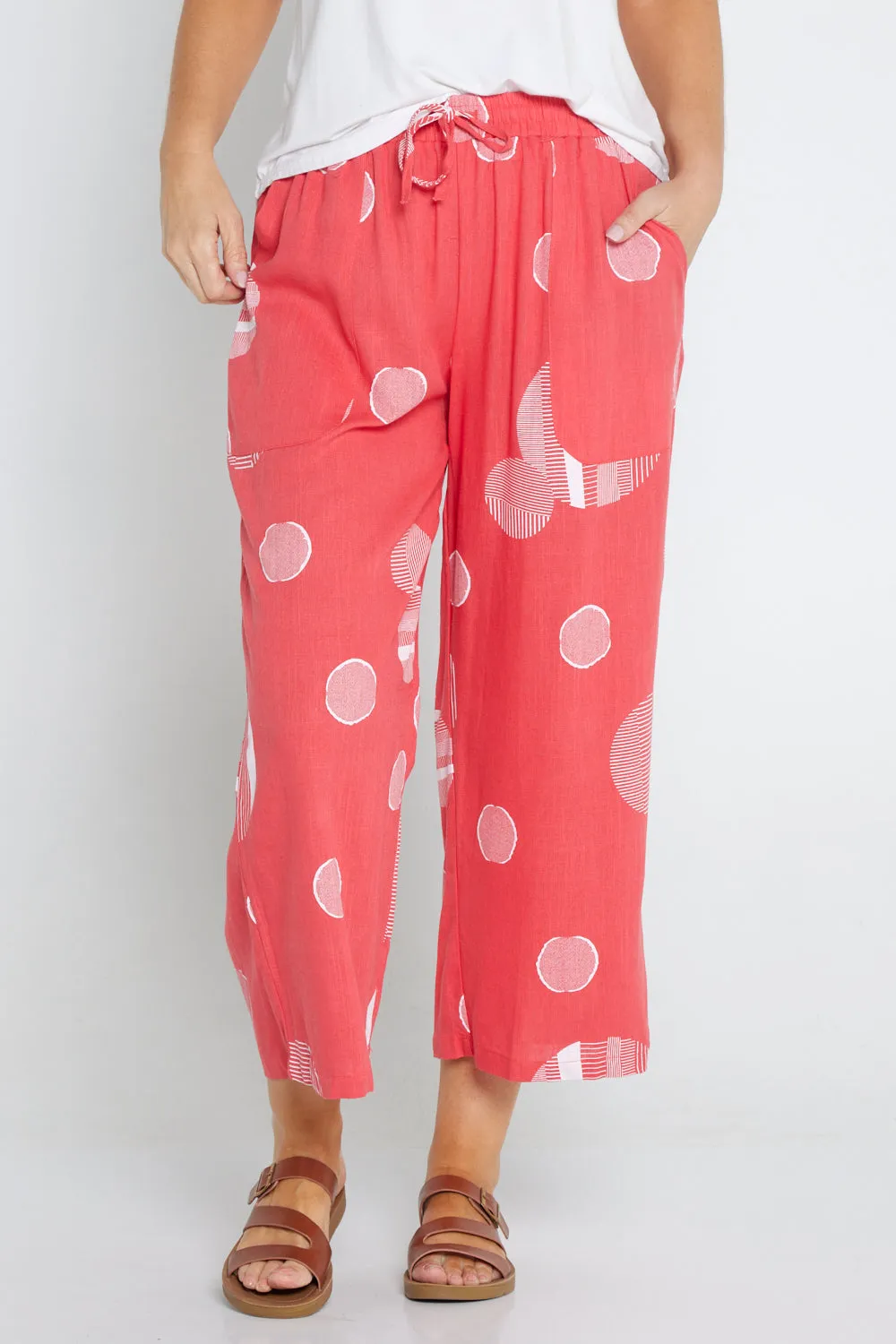 Aiko Linen Pants - Coral Spot