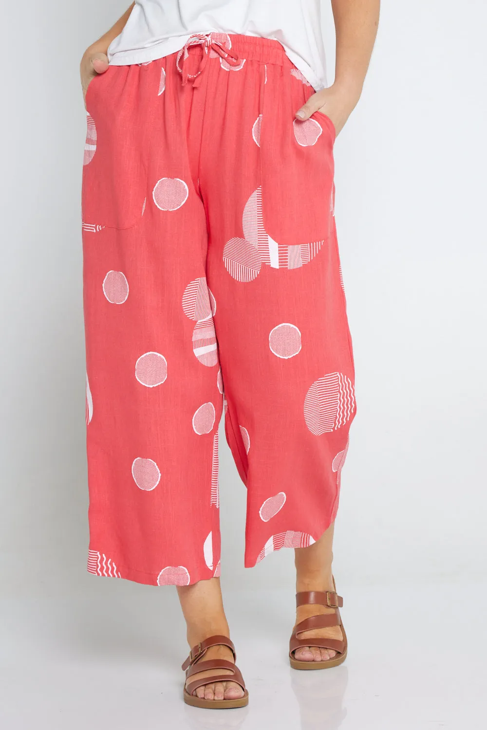 Aiko Linen Pants - Coral Spot