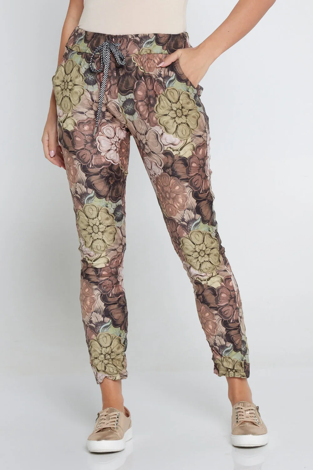 Alina Pants - Brown/Green Floral