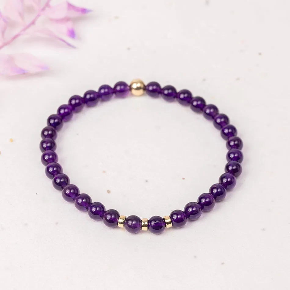 Amethyst Gemstone Bracelet - 6mm Beads