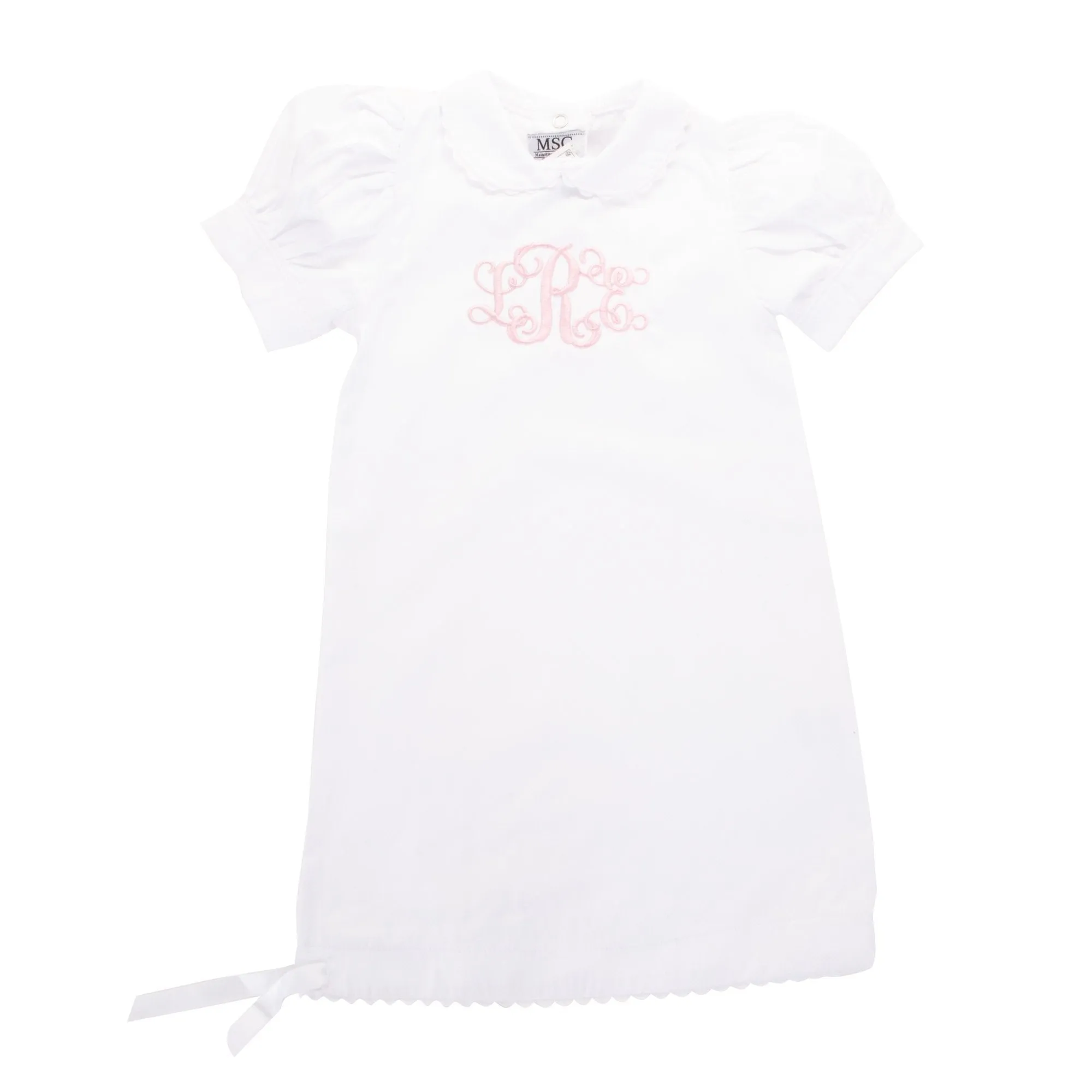 Baby Day Gown, White RicRac Trim