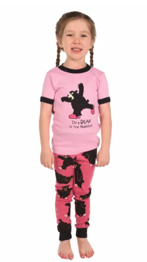 Bear in the Morning Girl Kid PJ Set