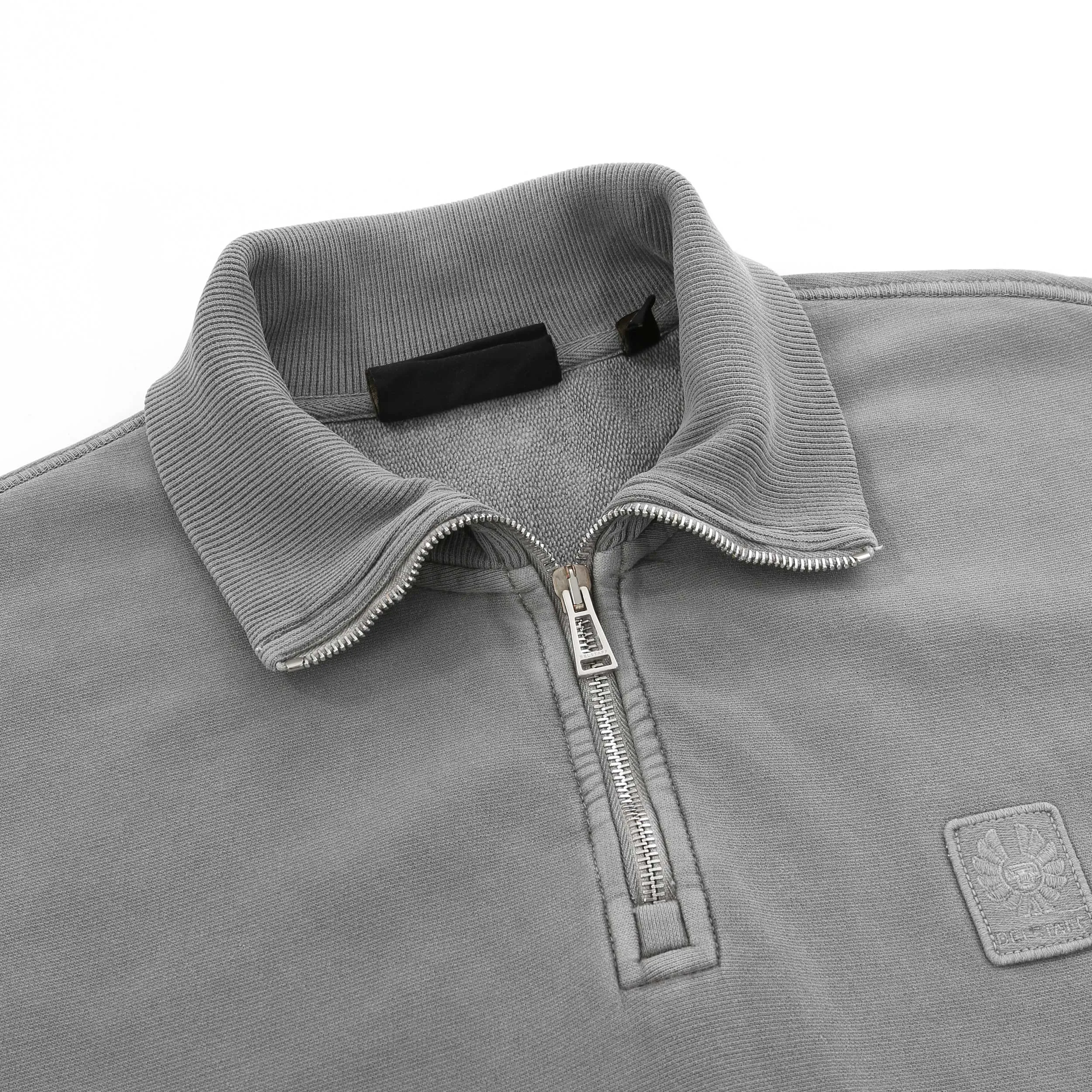 Belstaff Mineral Outliner Quarter Zip Sweat Top in Dark Cloud Grey