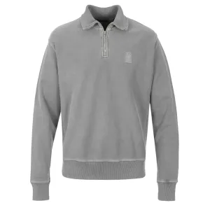 Belstaff Mineral Outliner Quarter Zip Sweat Top in Dark Cloud Grey