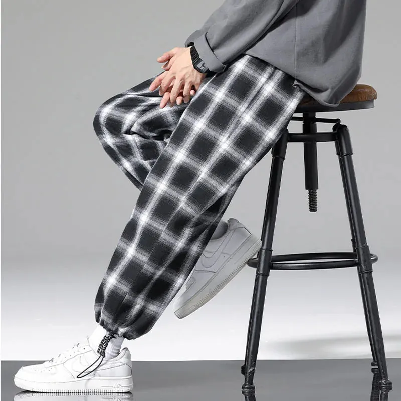 Black & White Plaid Drawstring Pants