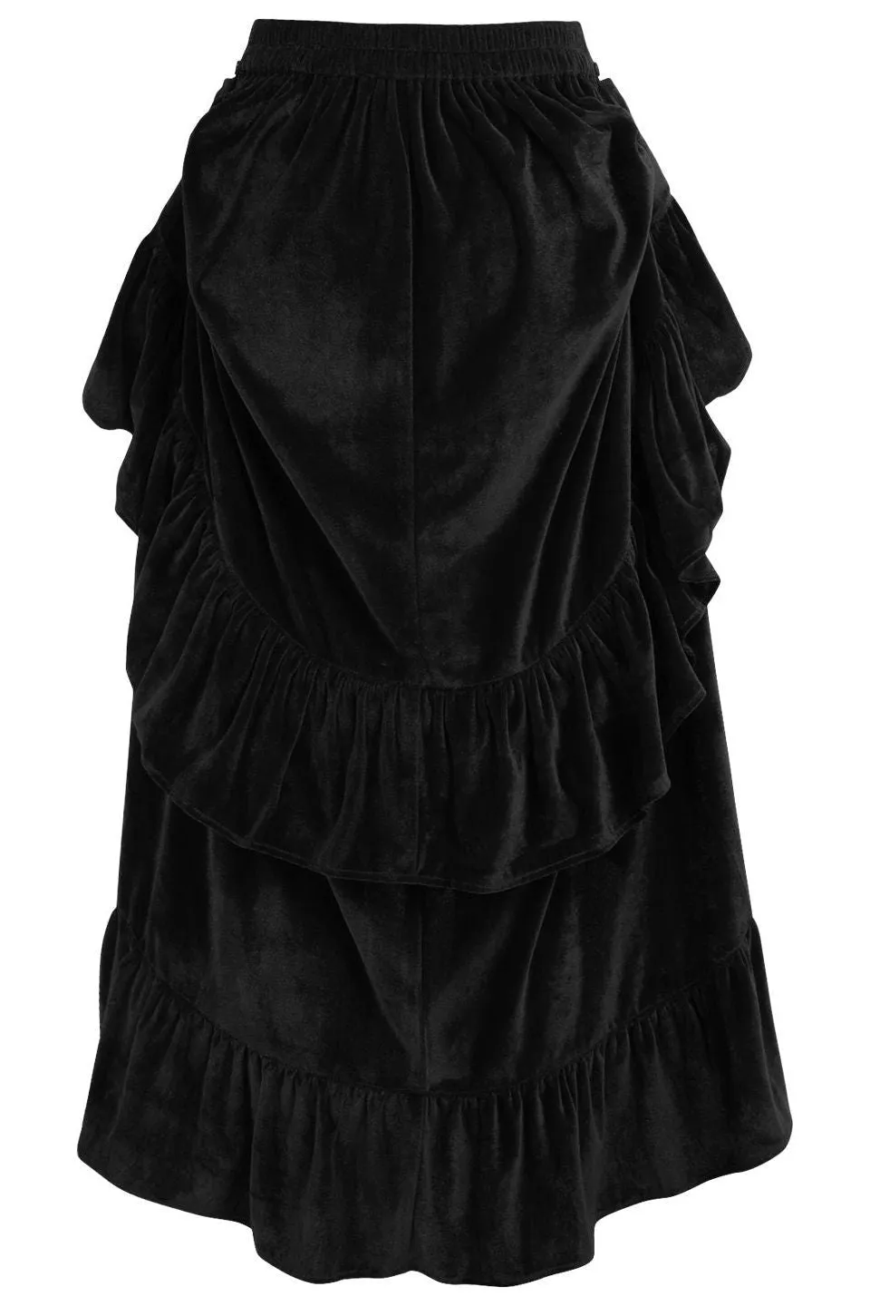 Black Velvet Adjustable High Low Bustle Skirt