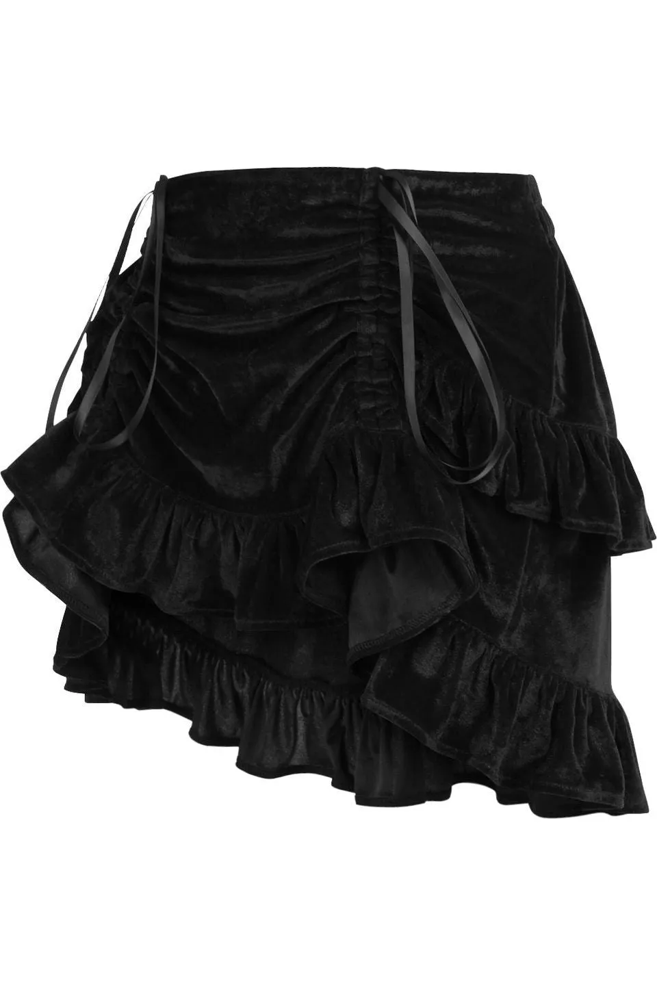 Black Velvet Ruched Bustle Skirt