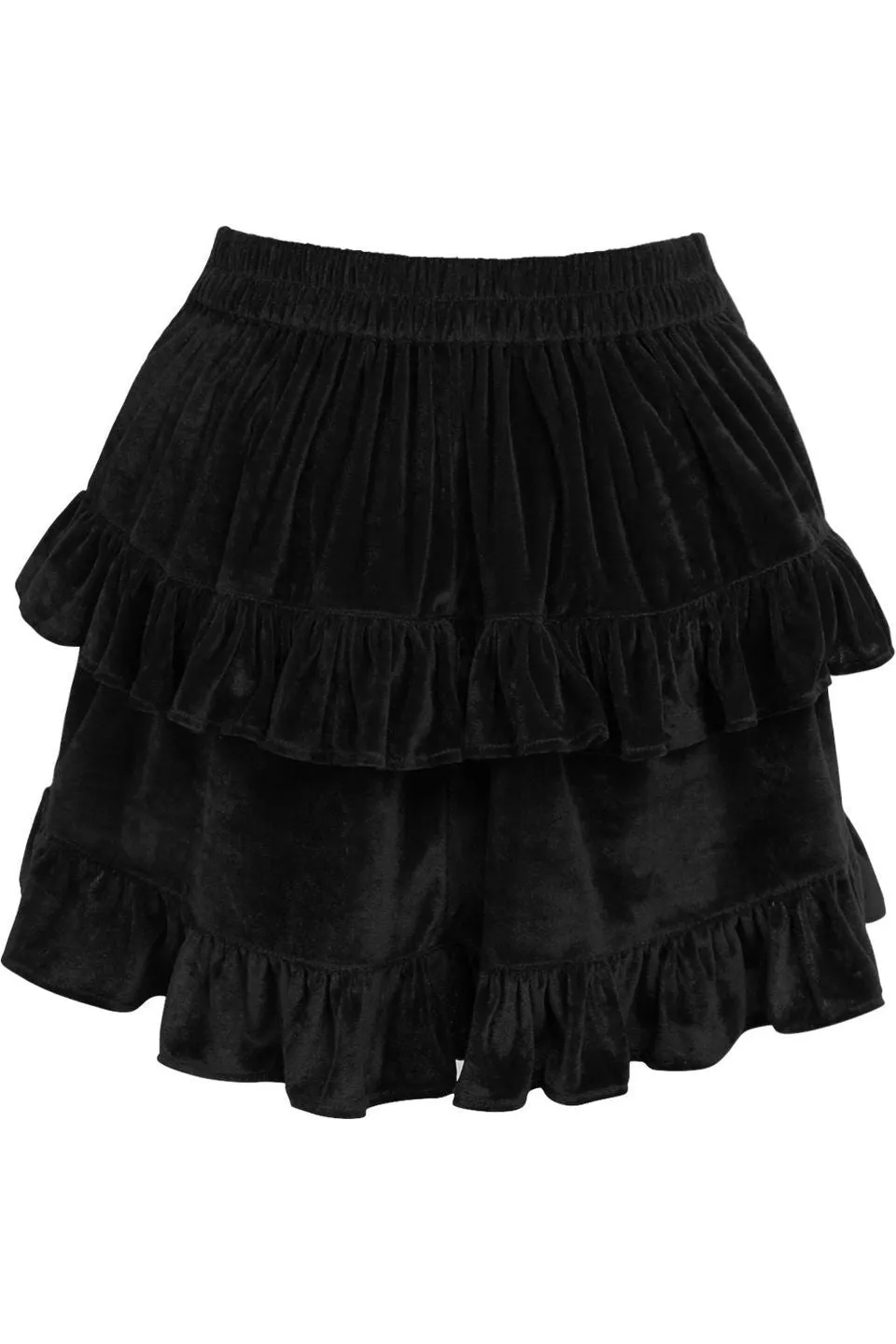 Black Velvet Ruched Bustle Skirt