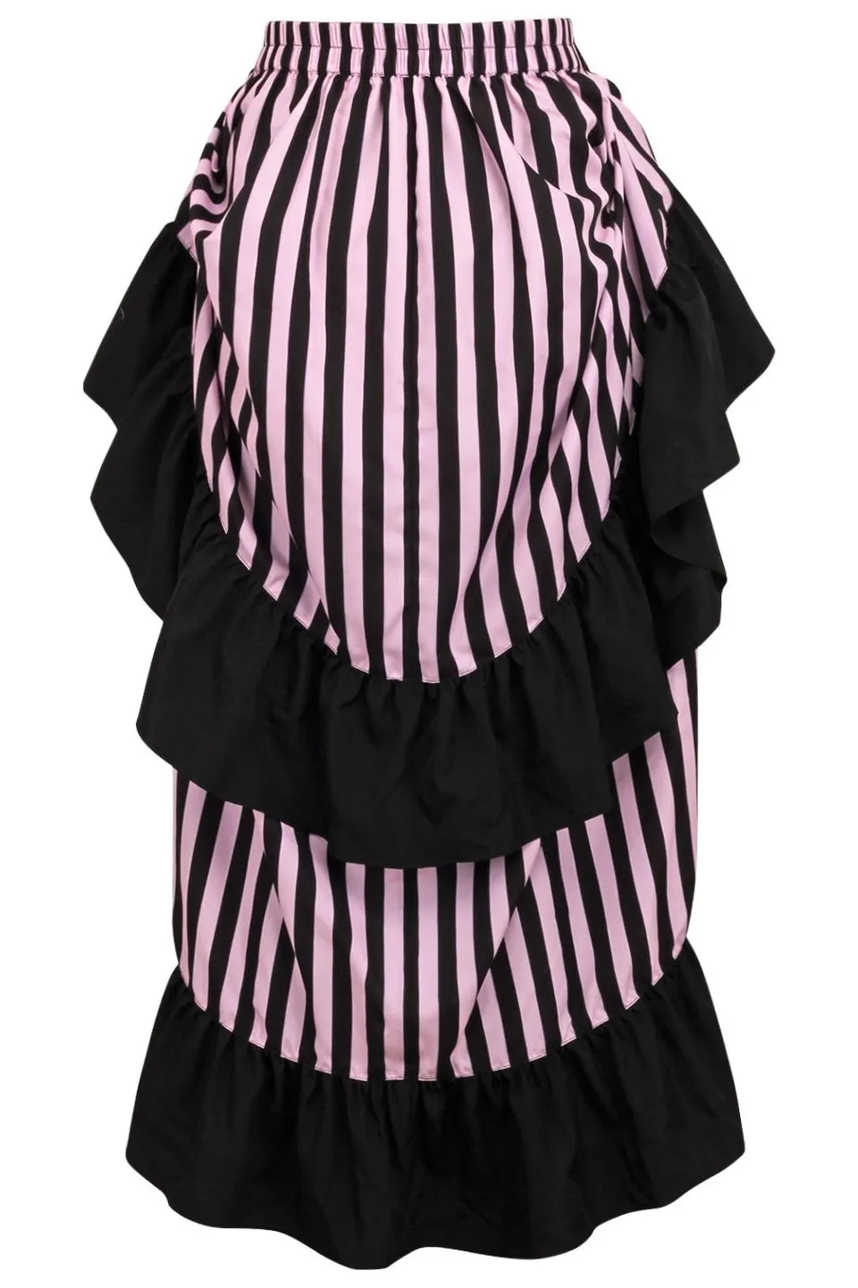 Black/Pink Stripe Adjustable High Low Skirt