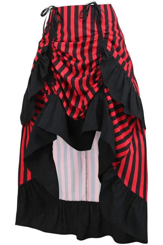 Black/Red Stripe Adjustable High Low Skirt