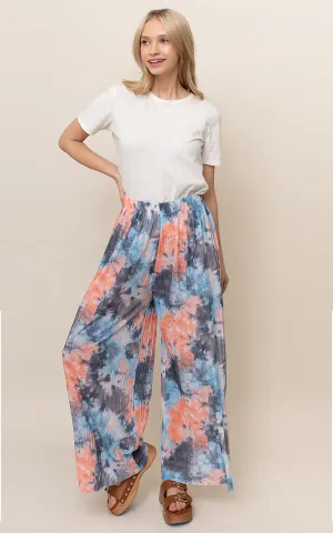 BLJ110076 Tie Dye Pleated Palazzo Pants