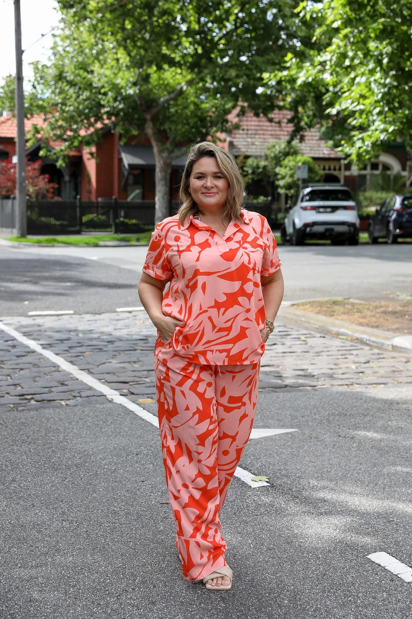 Bondi Wide Leg Pant - Orange Print