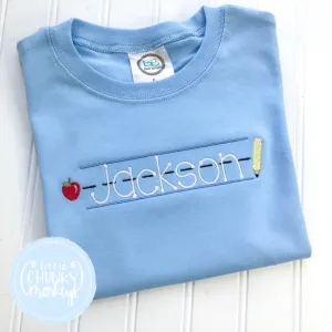 Boy Shirt - Embroidered Back to School on Light Blue Shirt