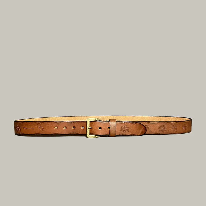 Casual Retro Laser Engraved Totem Pattern Leather Belt