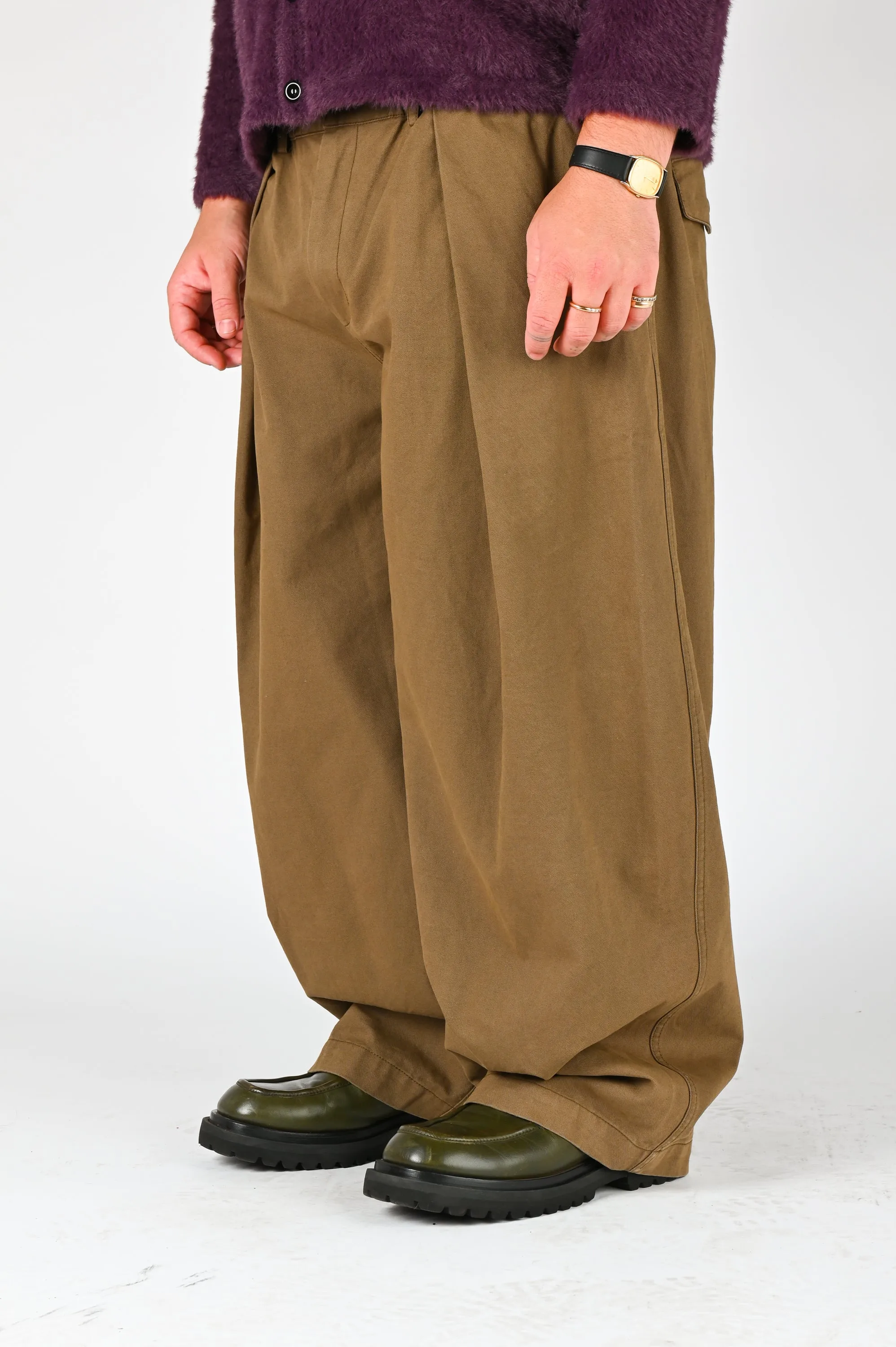 Checks 'Hakama' Pleat Pants In Olive