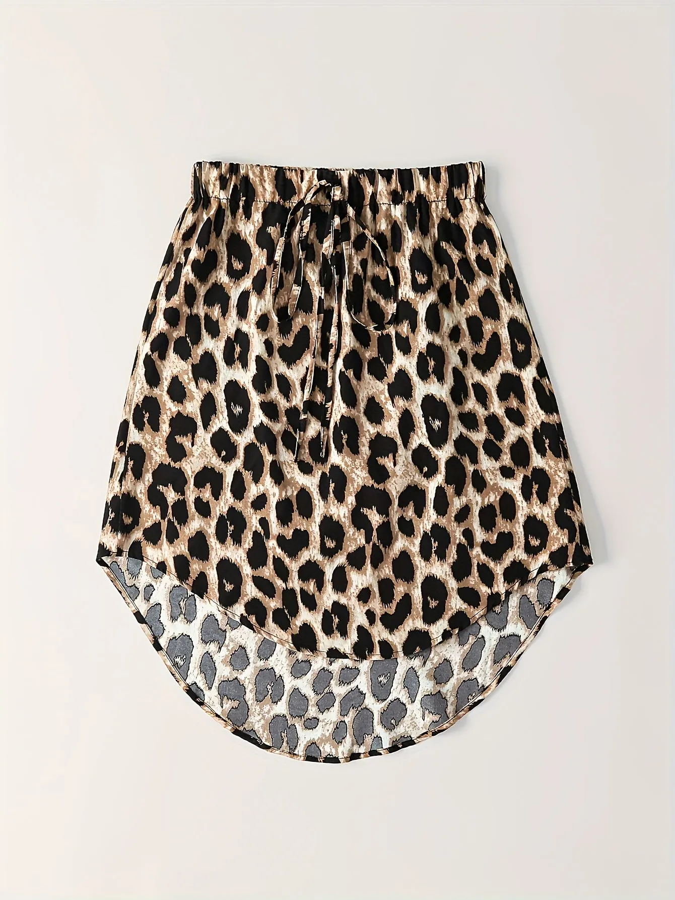 Chic Leopard Print Skirts with Drawstring Detail for Women