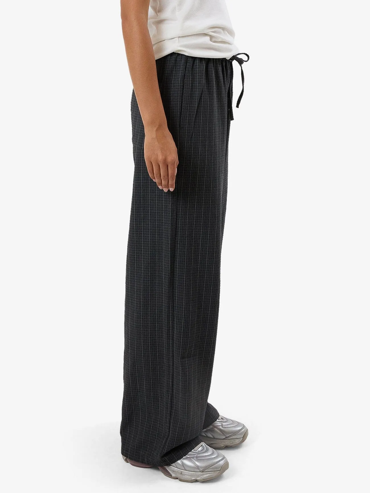 Colby Drawstring Pant - Charcoal Pinstripe