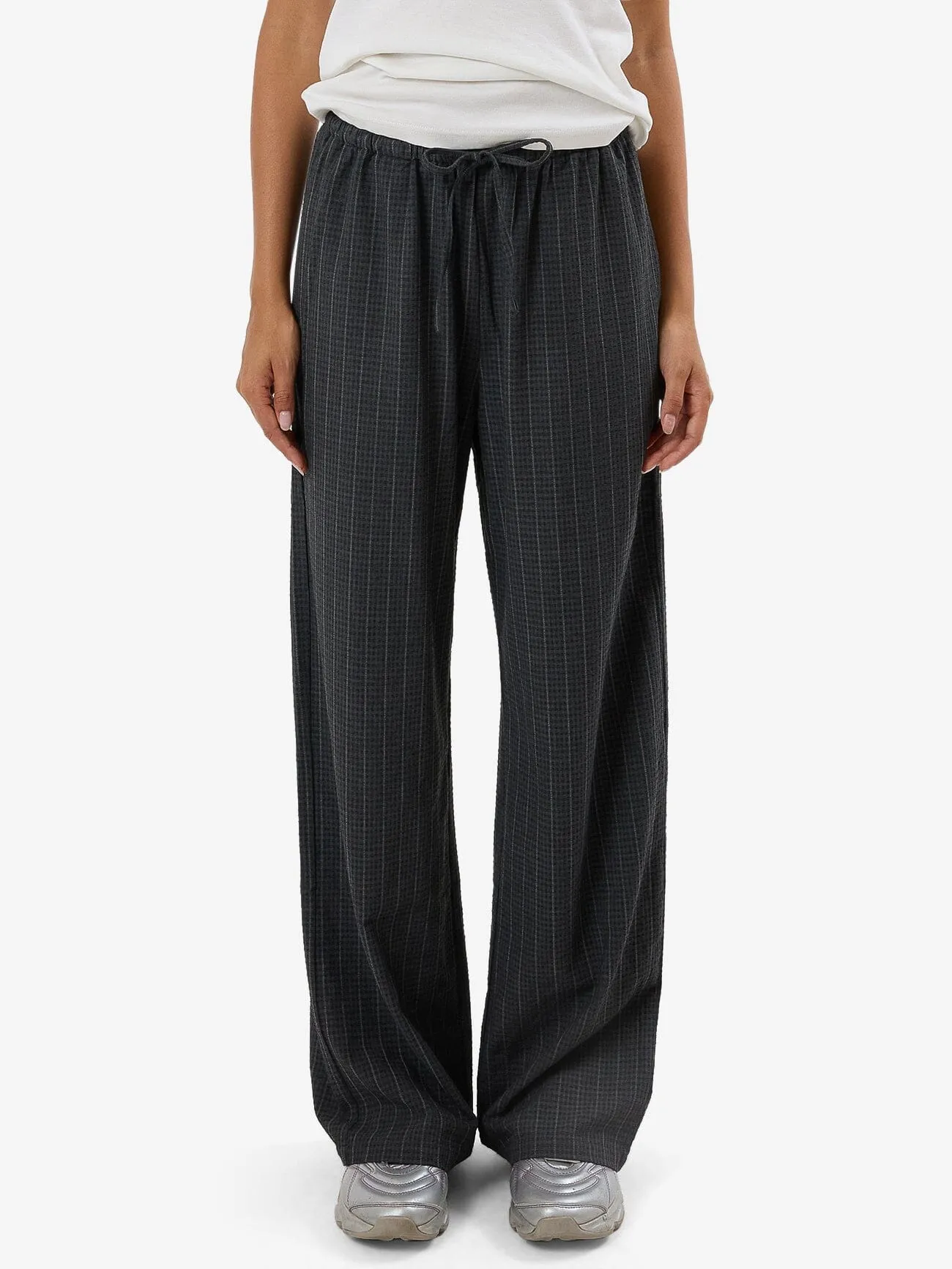 Colby Drawstring Pant - Charcoal Pinstripe