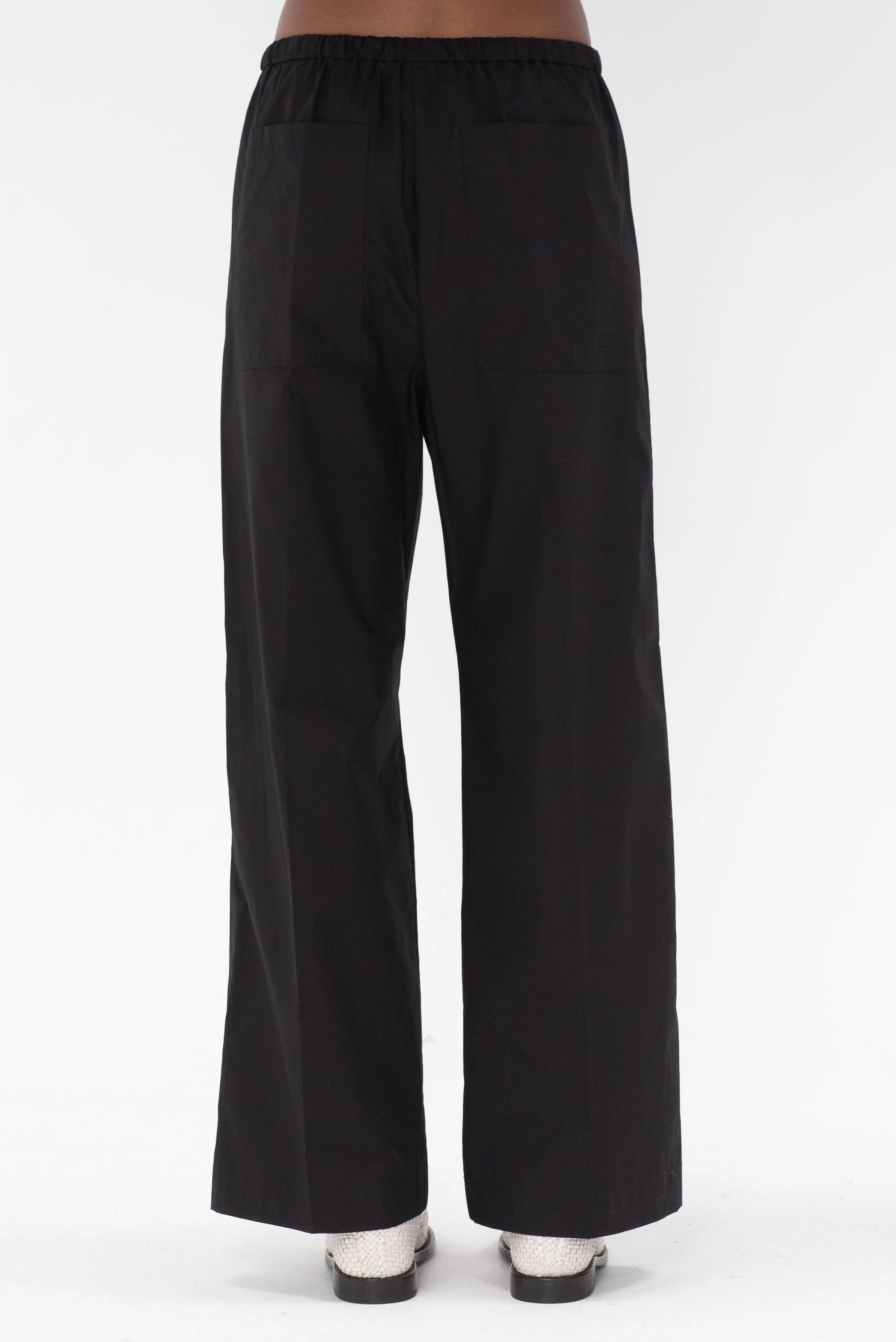 Cotton Drawstring Trousers, Black