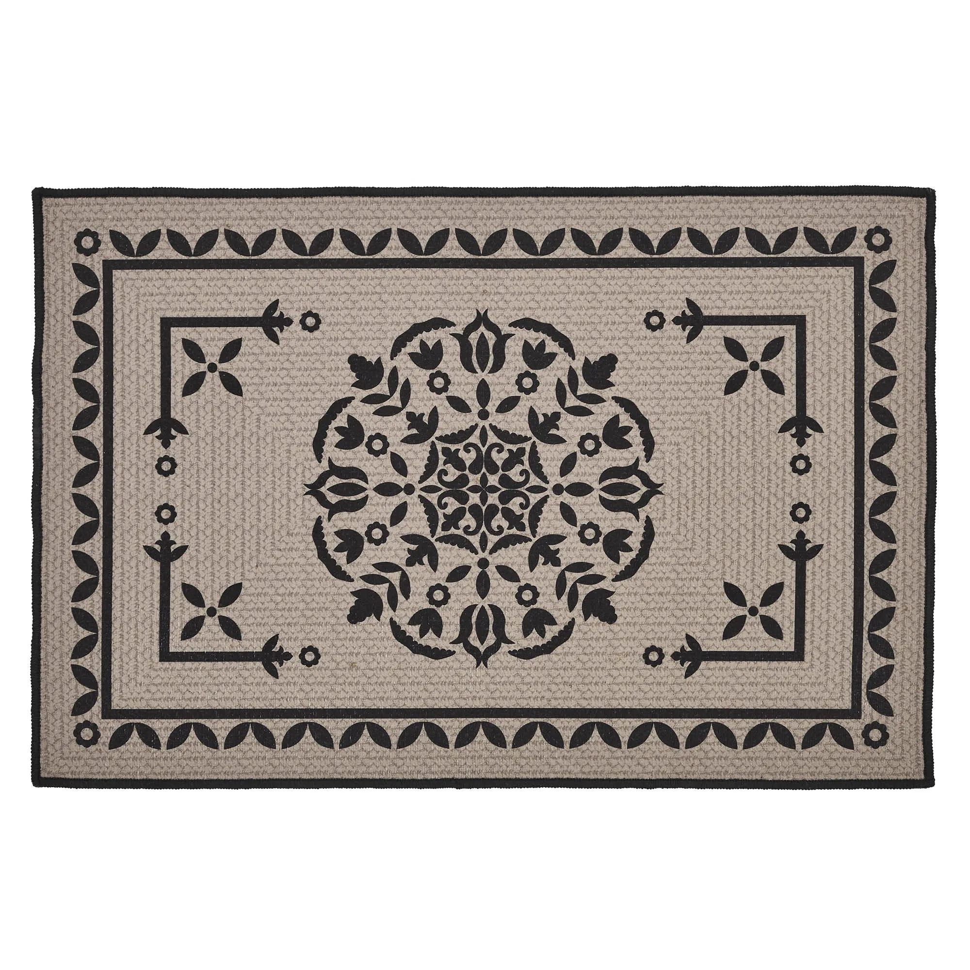 Custom House Black Tan Jacquard Polyester Bathmat 20x30