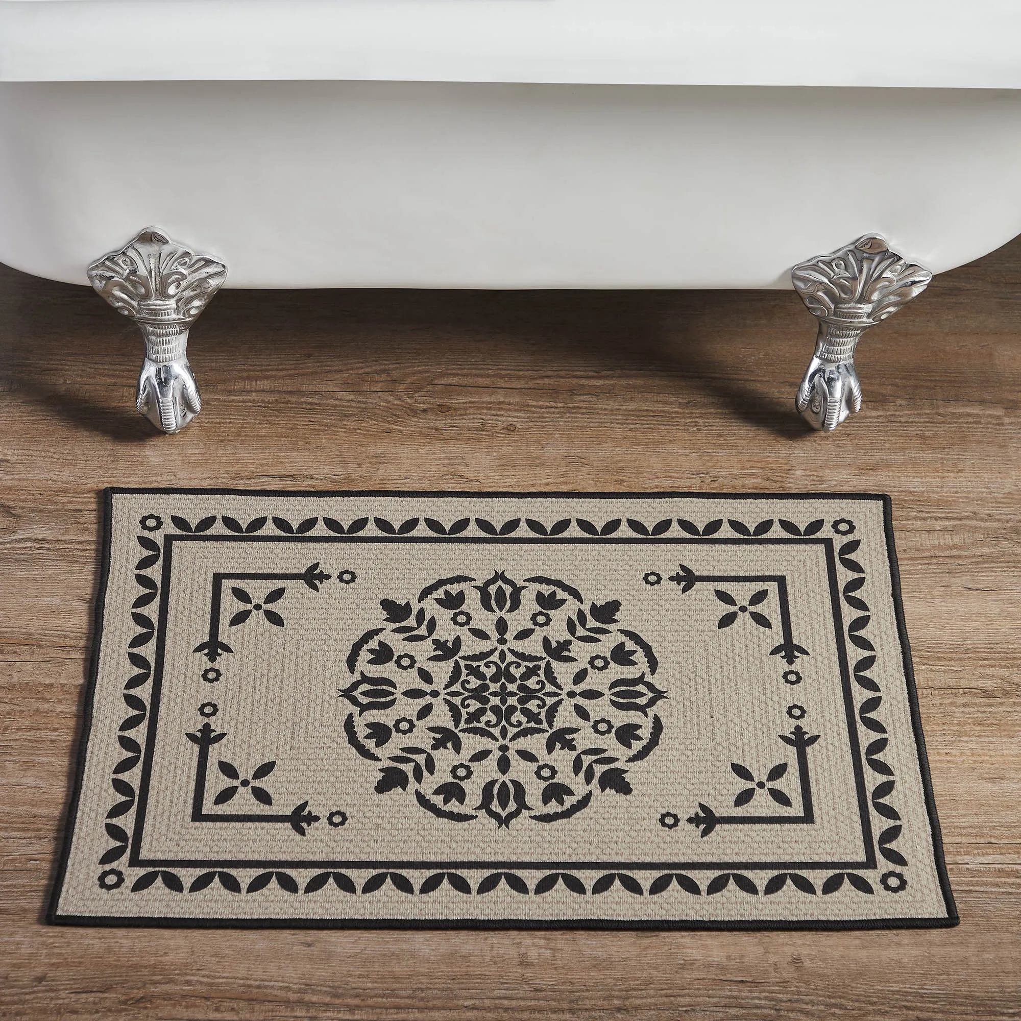 Custom House Black Tan Jacquard Polyester Bathmat 20x30