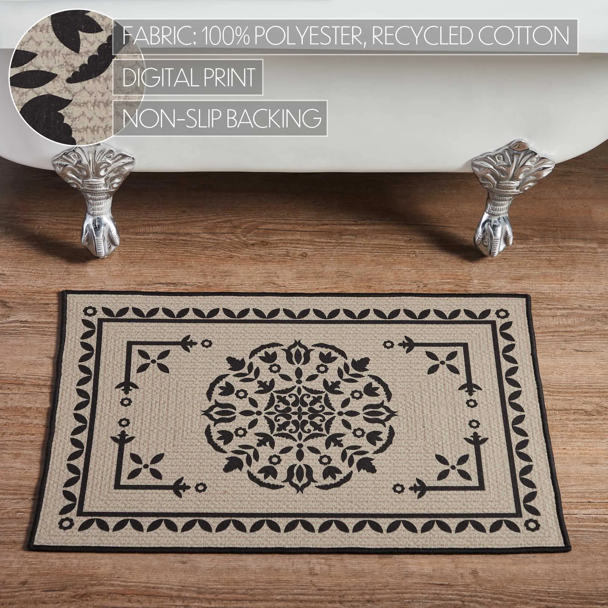 Custom House Black Tan Jacquard Polyester Bathmat 20x30