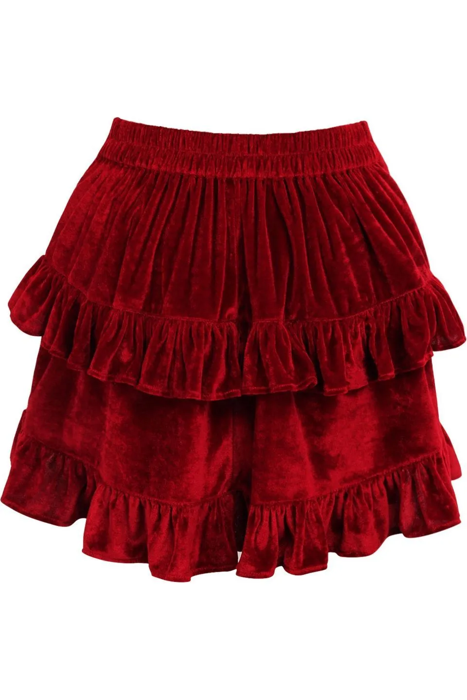 Dark Red Velvet Ruched Bustle Skirt