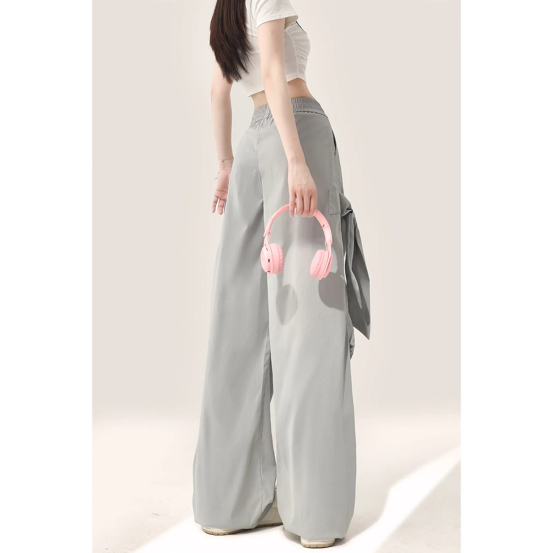 Faire Echo Gray Bow Detail Cargo Pants