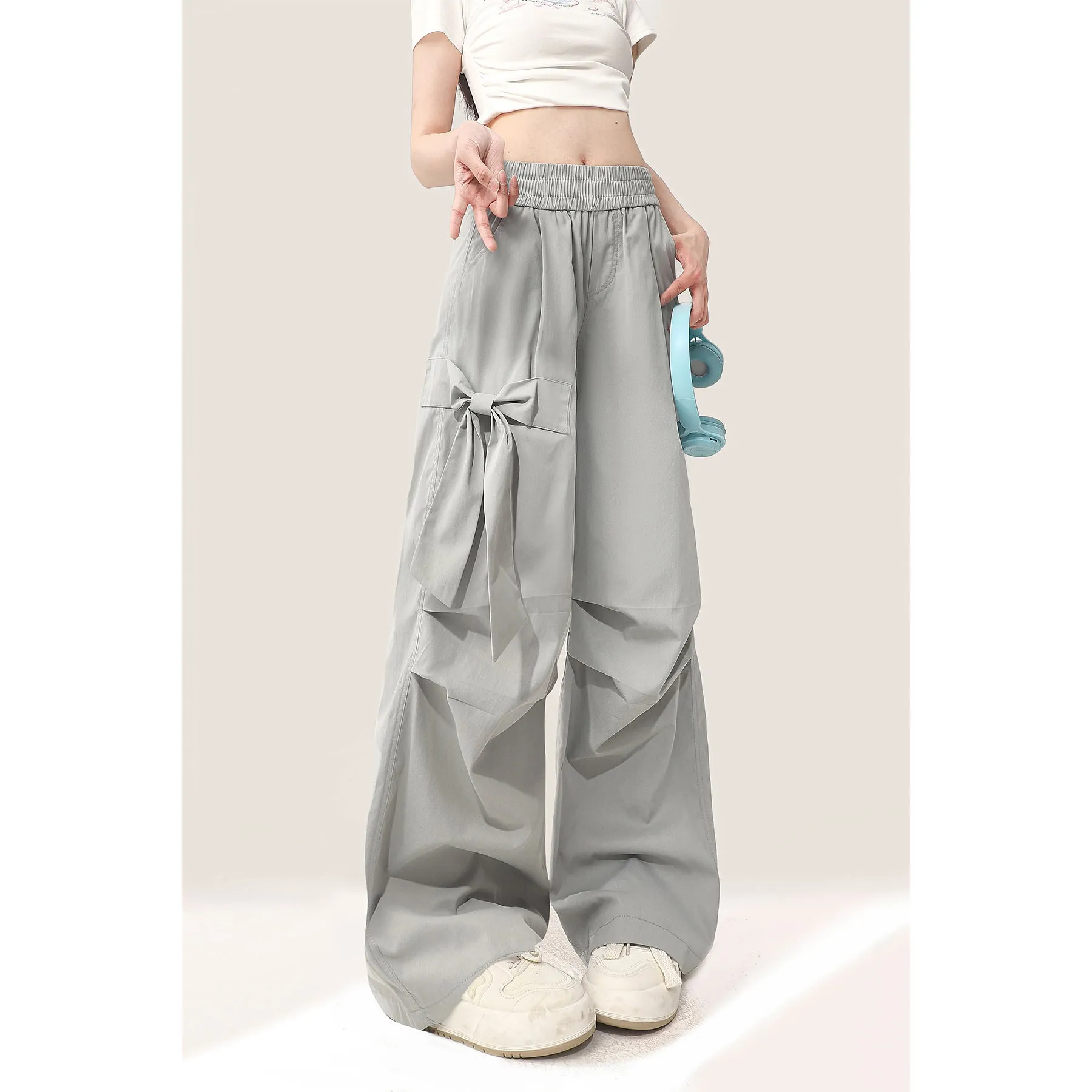 Faire Echo Gray Bow Detail Cargo Pants