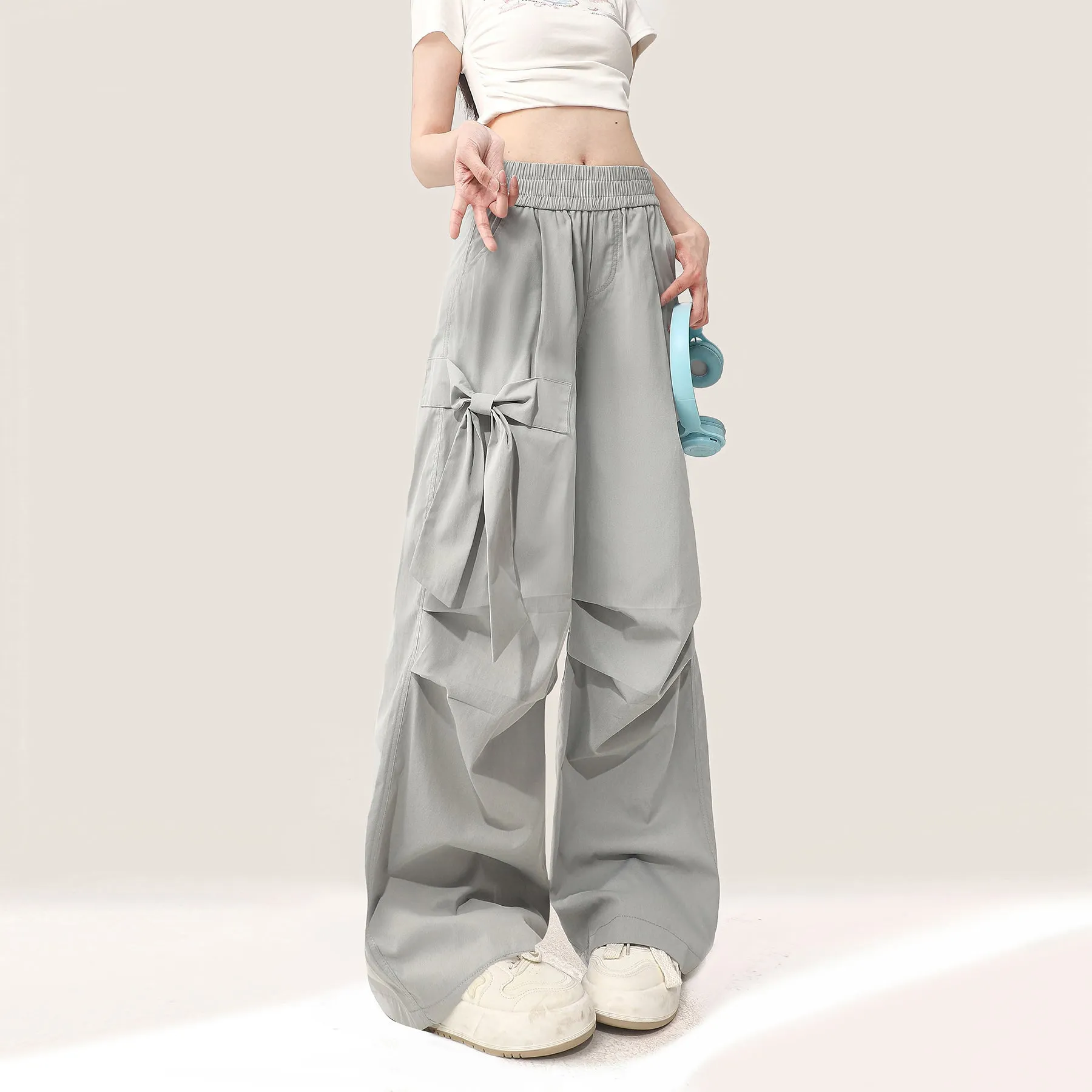 Faire Echo Gray Bow Detail Cargo Pants