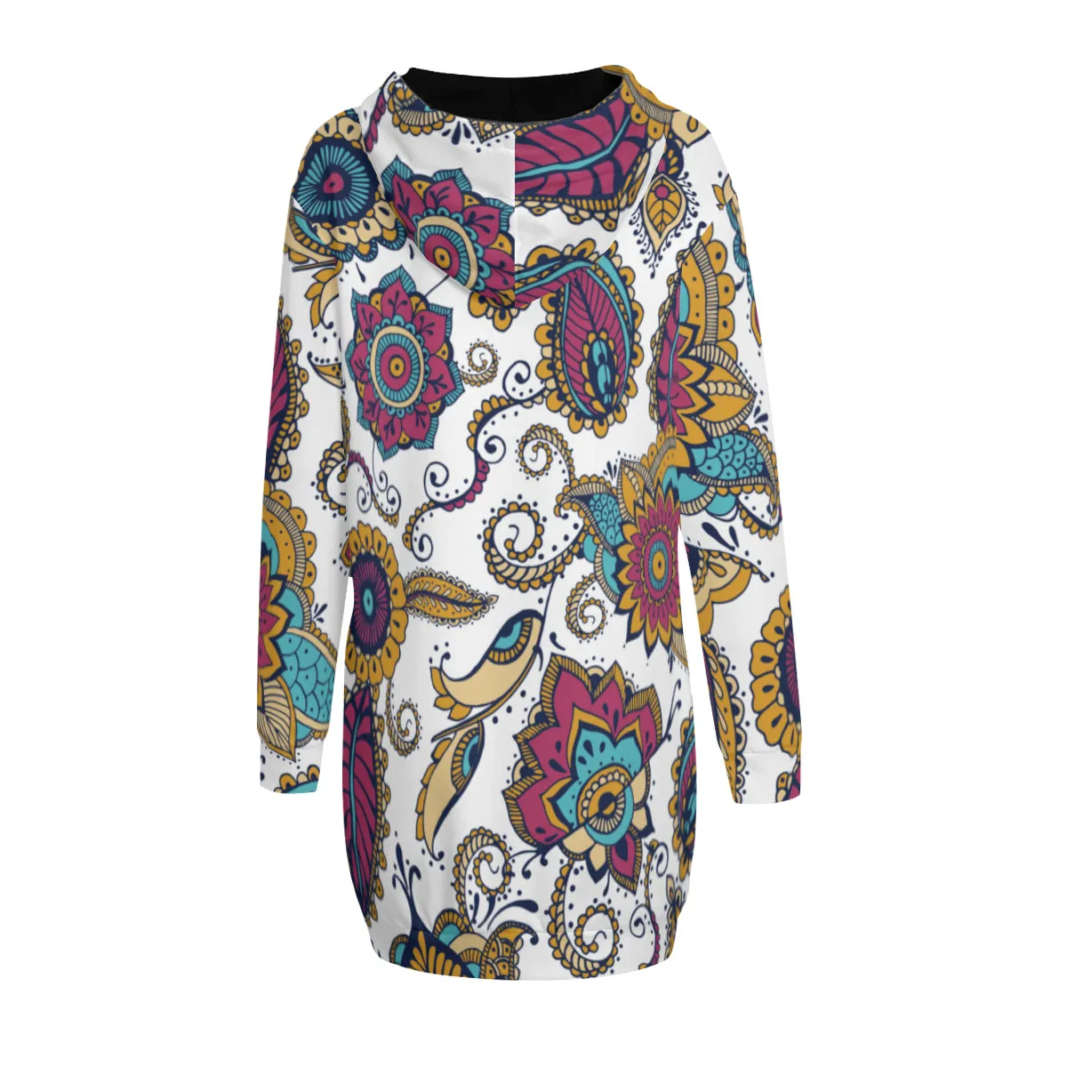 Fall Paisley Print White Hoodie Dress