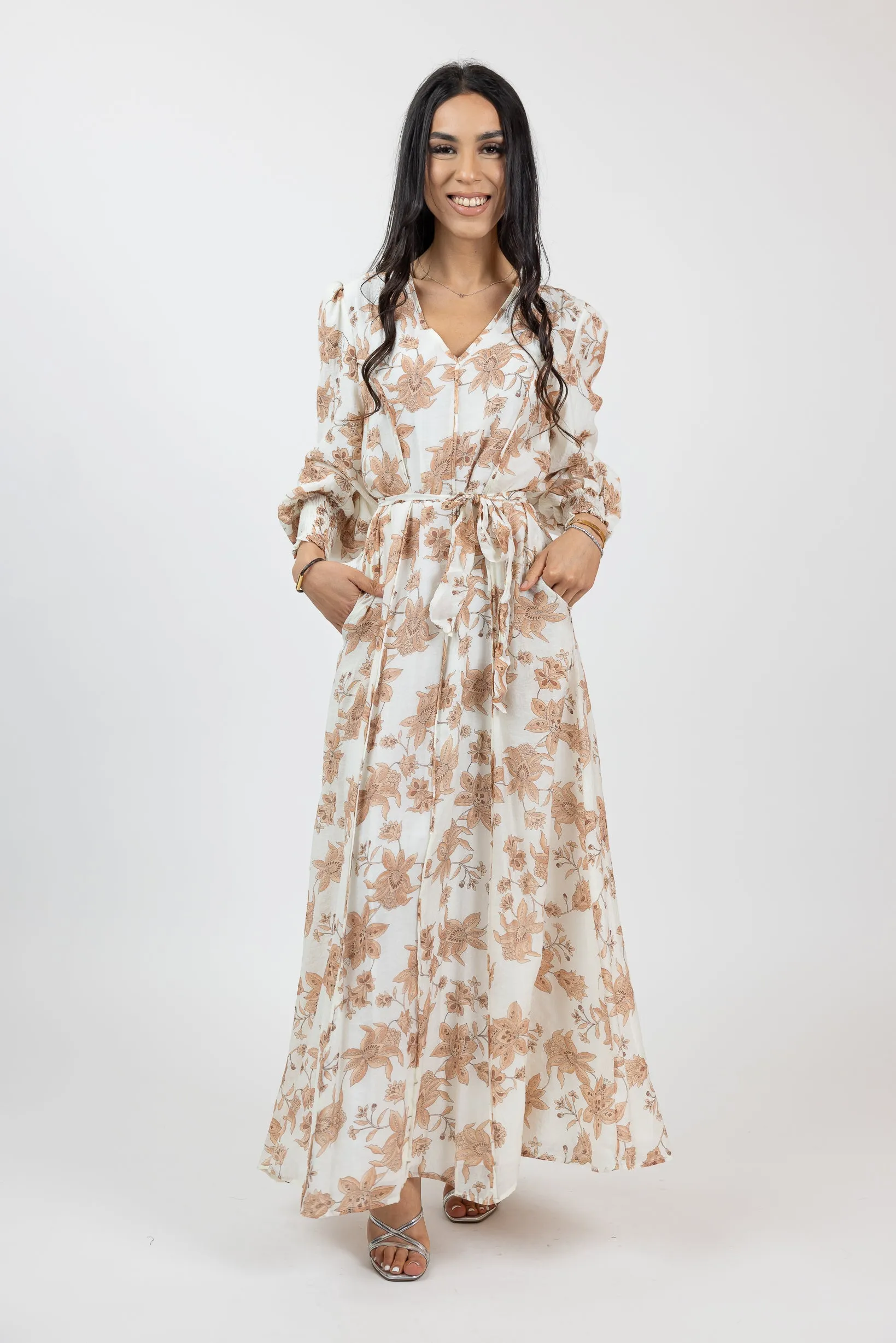 Floral Pintuck Maxi Dress