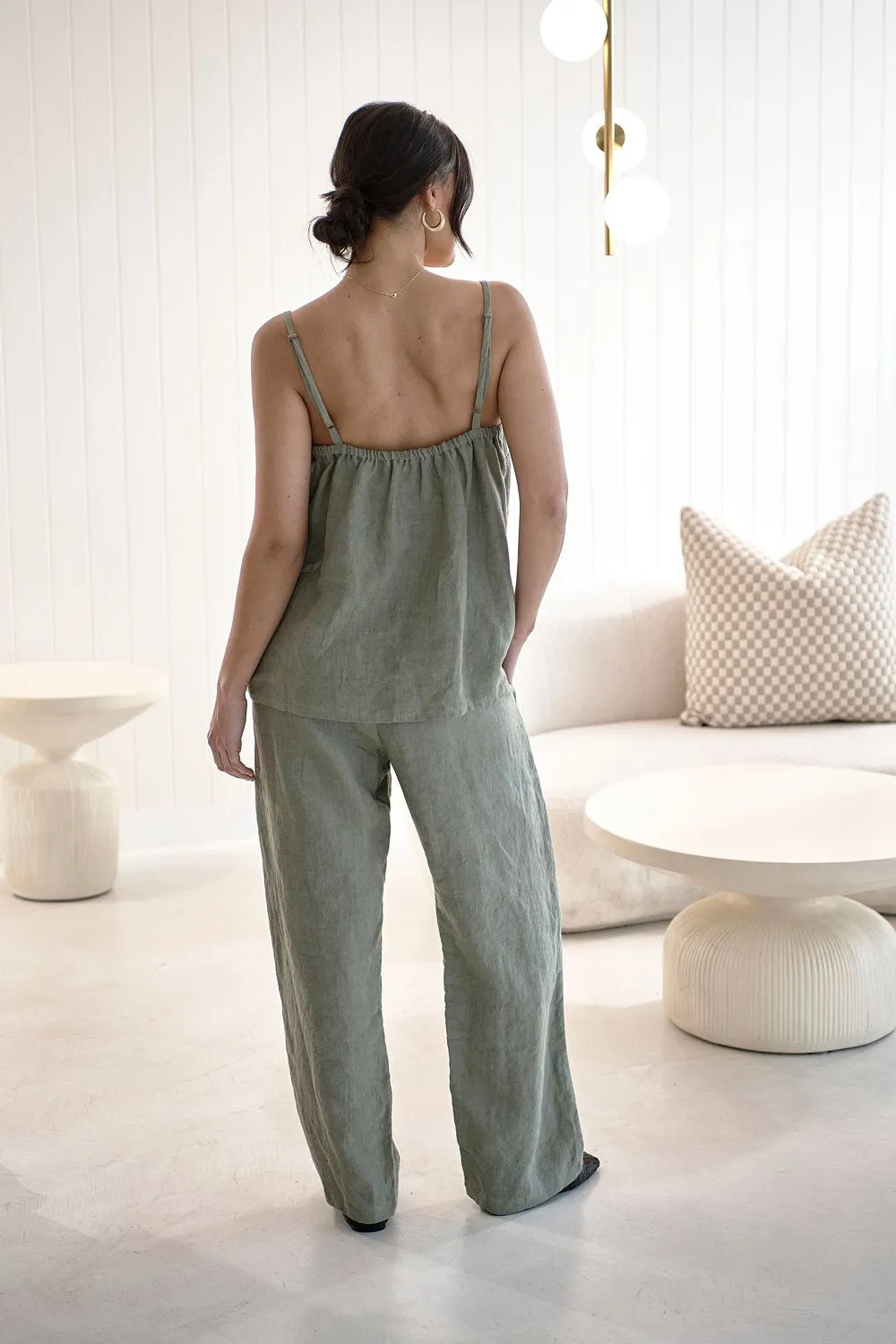 Fundamental Wide Leg Linen Pant - Pistachio