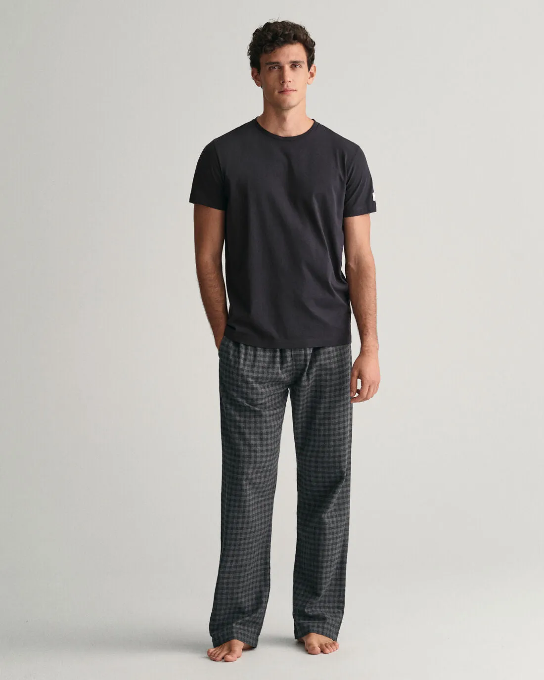 GANT - Flannel Pyjama Set, Jersey Crew Neck, Dark Grey Melange