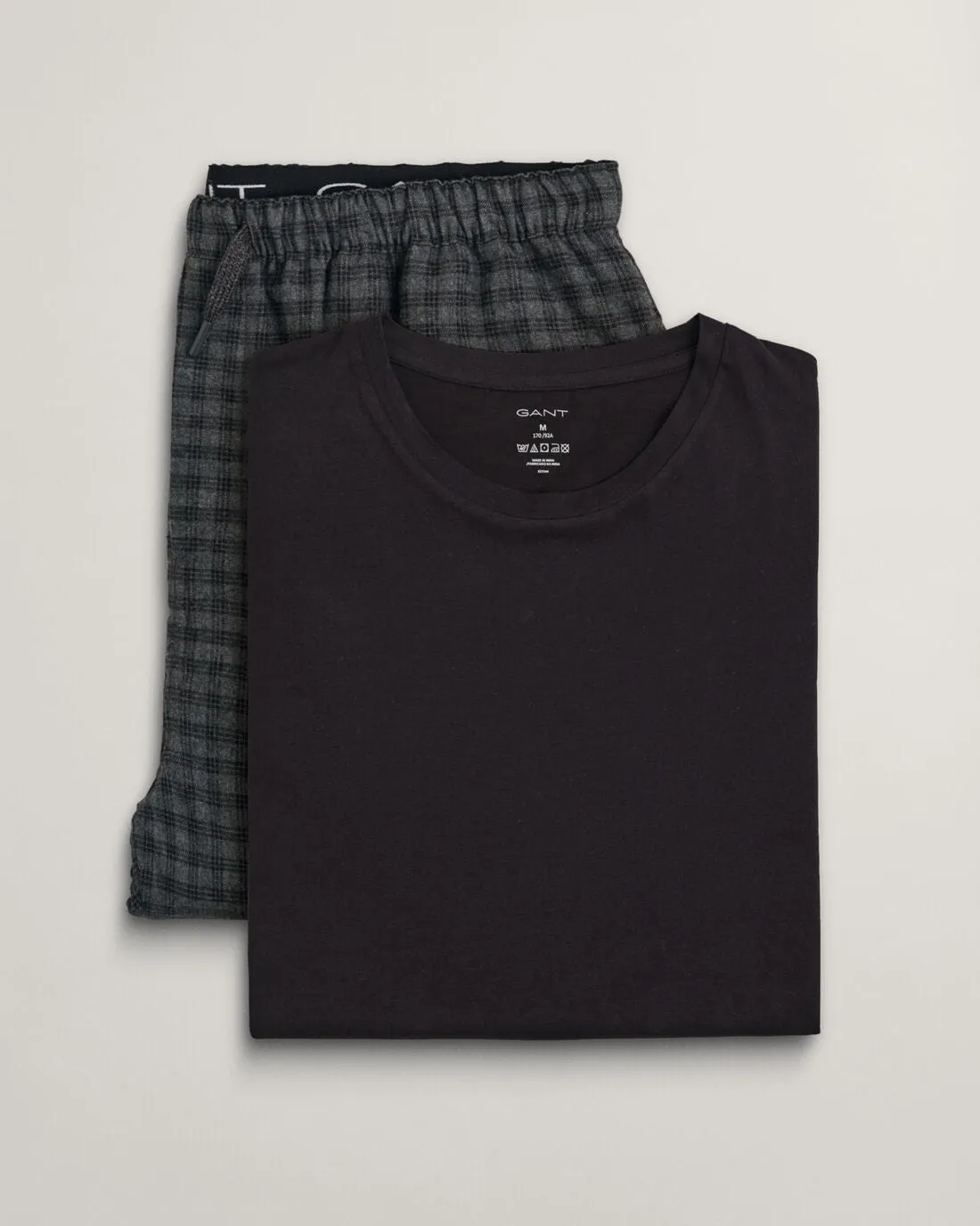 GANT - Flannel Pyjama Set, Jersey Crew Neck, Dark Grey Melange