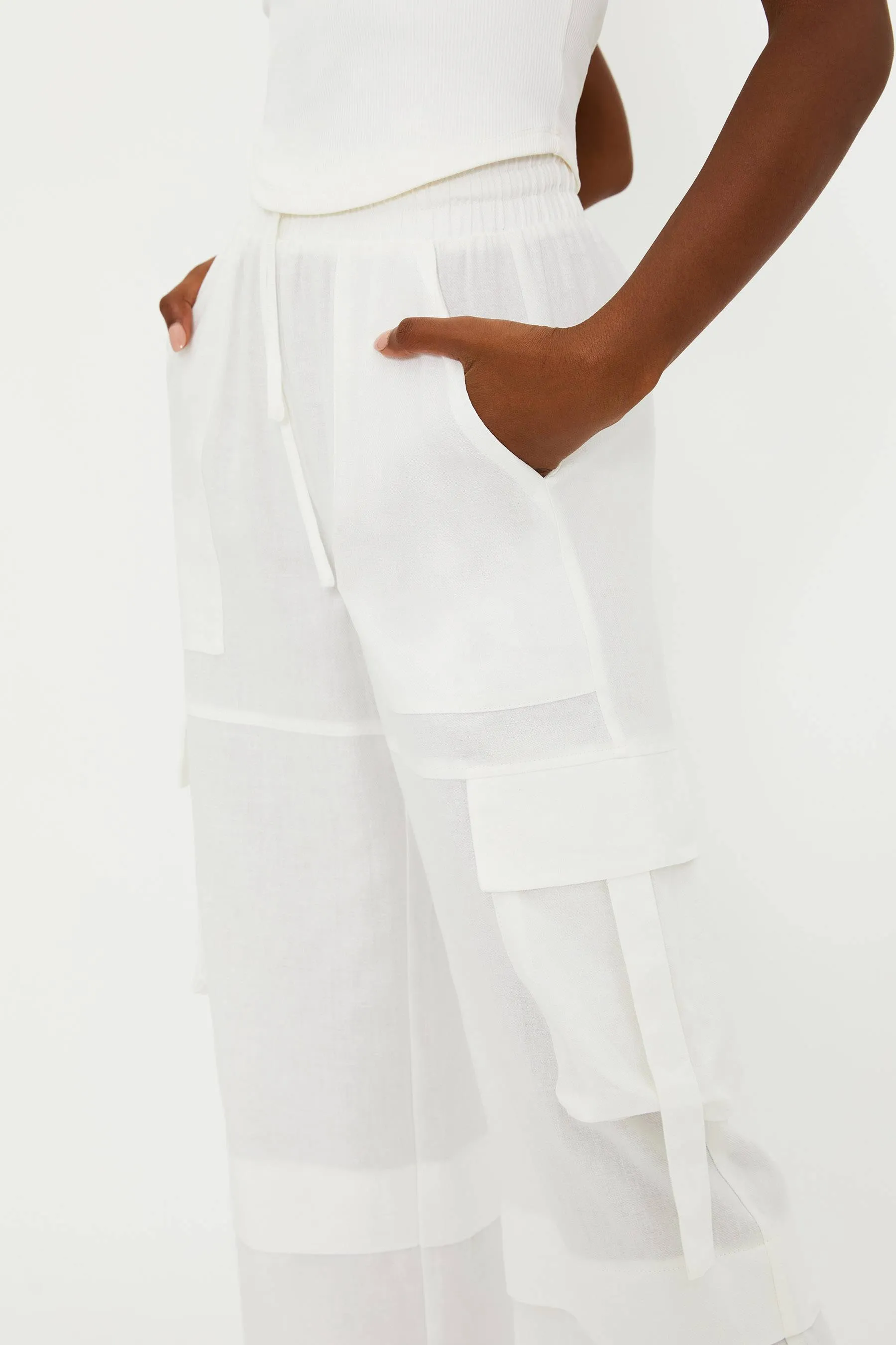 Gianna Pant White Linen