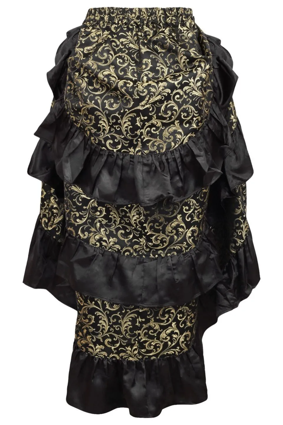 Gold/Black Brocade Adjustable High Low Bustle Skirt