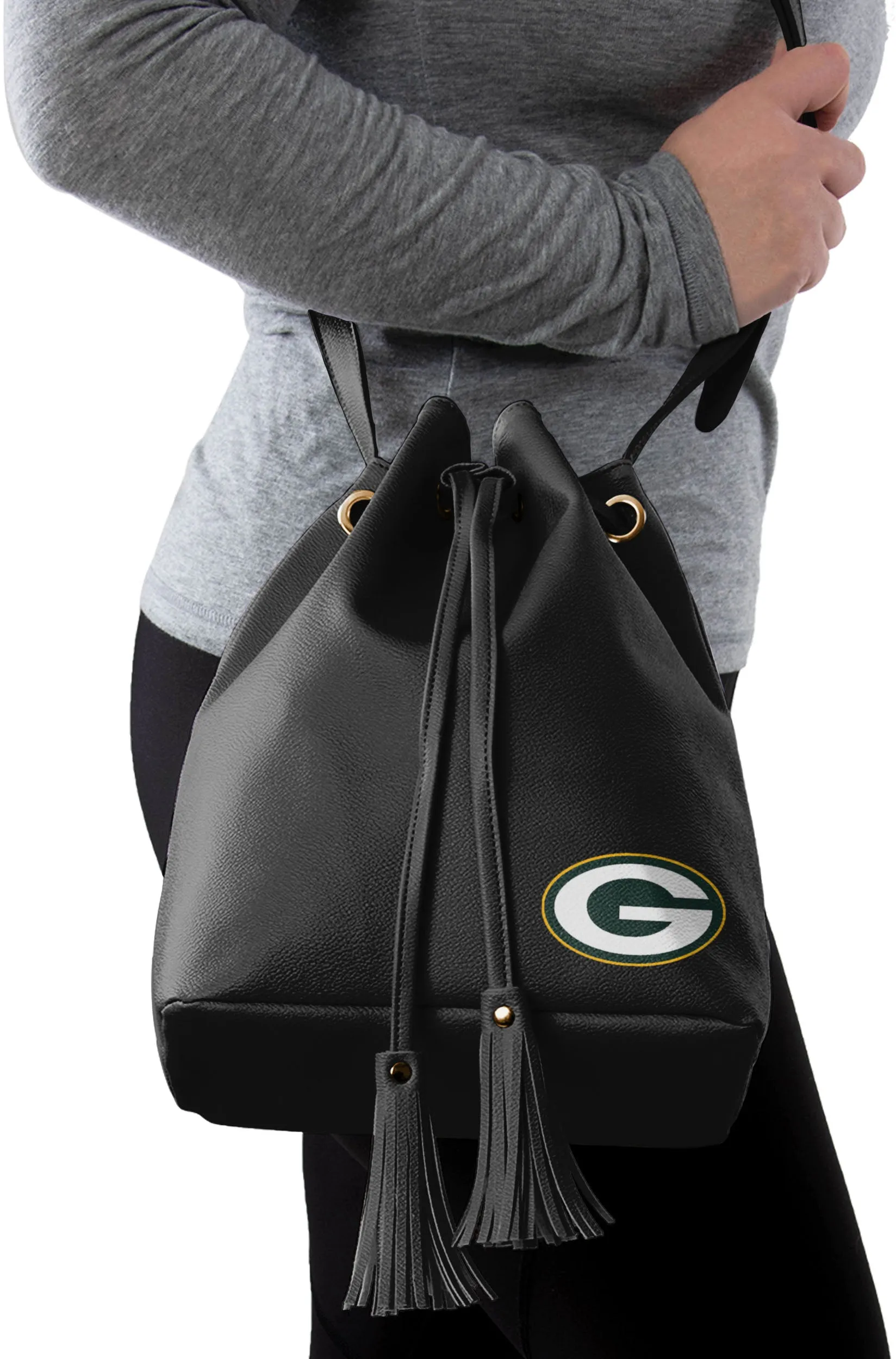 Green Bay Packers Womens Drawstring Shoulder Bucket Bag