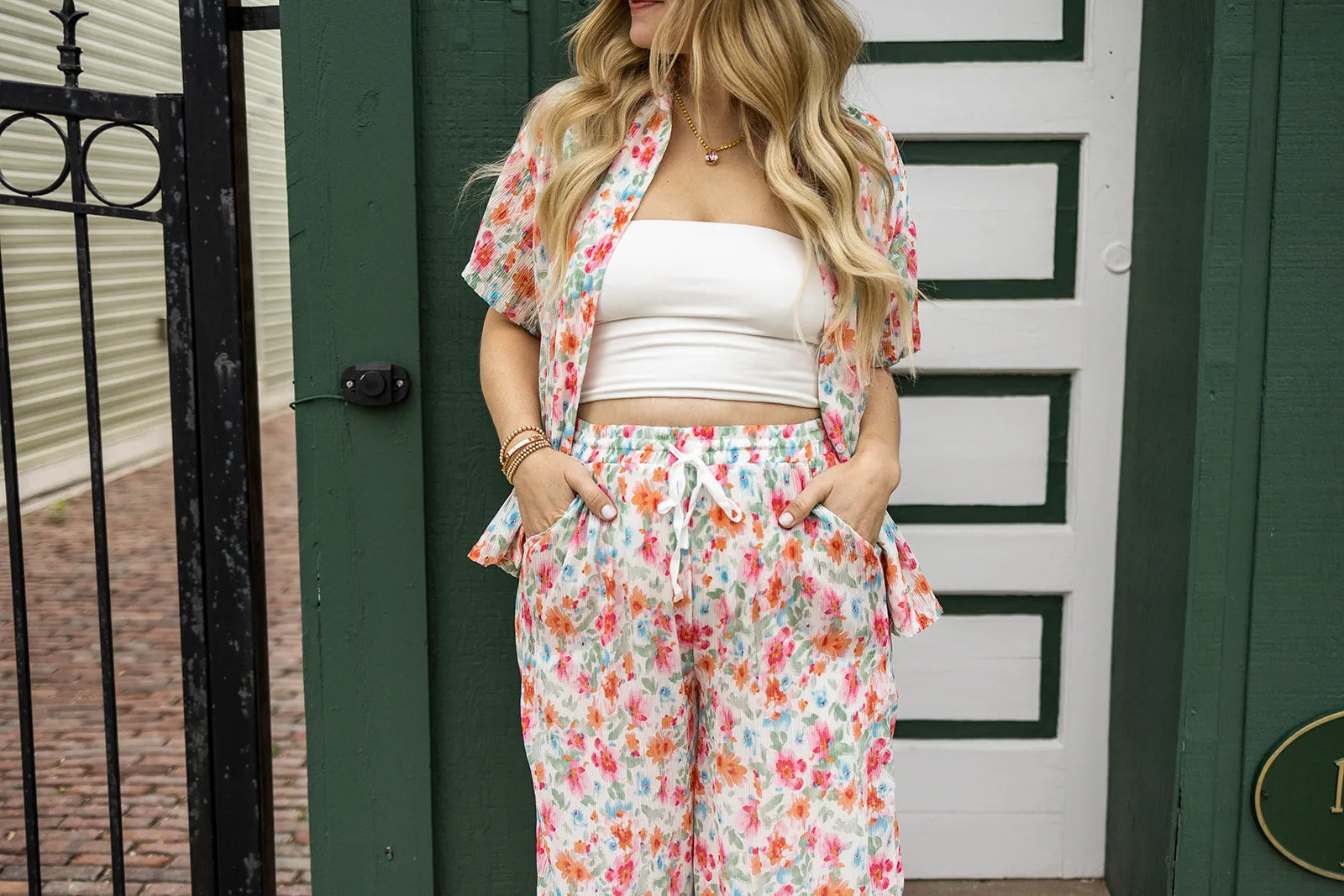 hattie pants in ivory floral