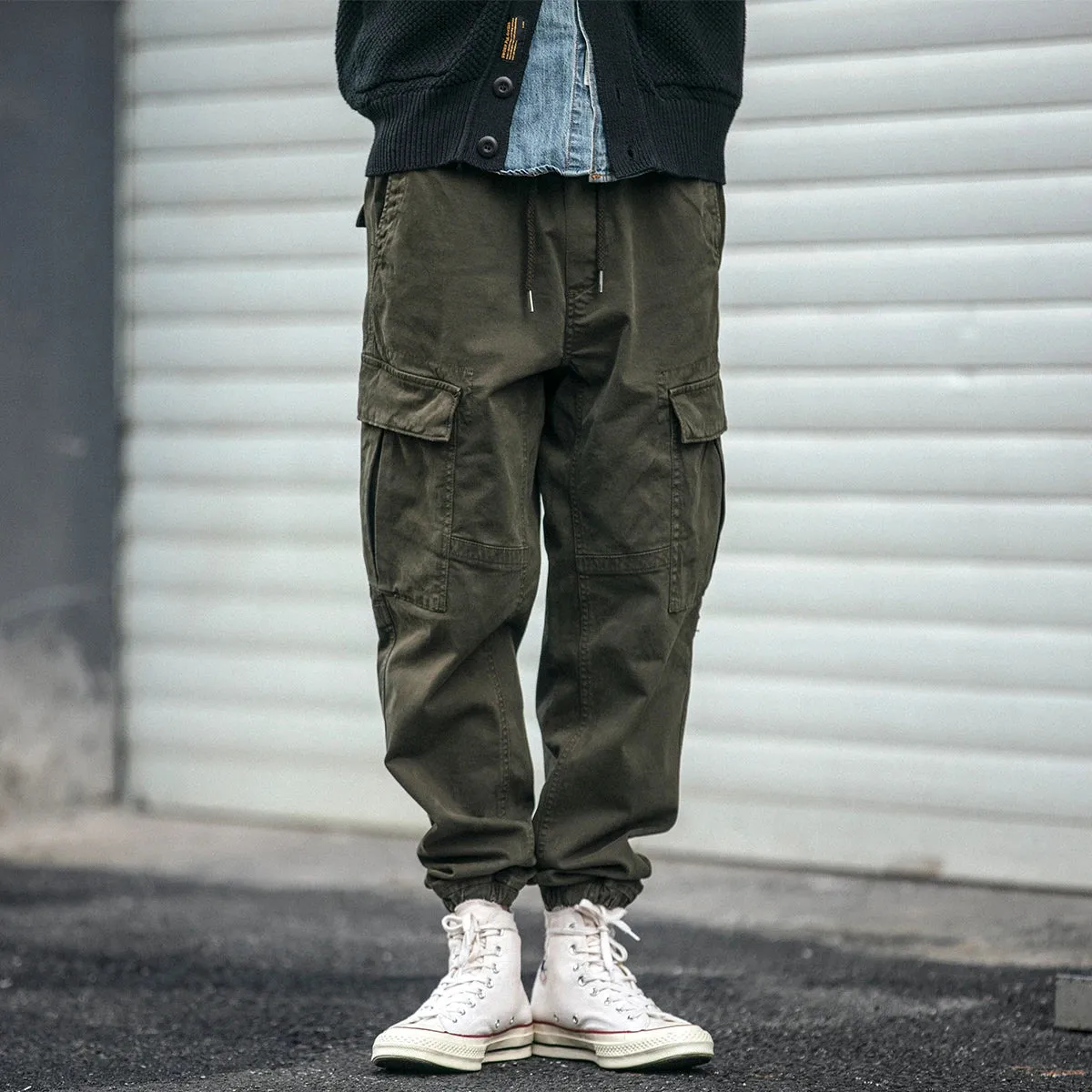 Japanese Streetwear High Quality Cargo Pants Retro Tactical Joggers Casual Black Army Trousers