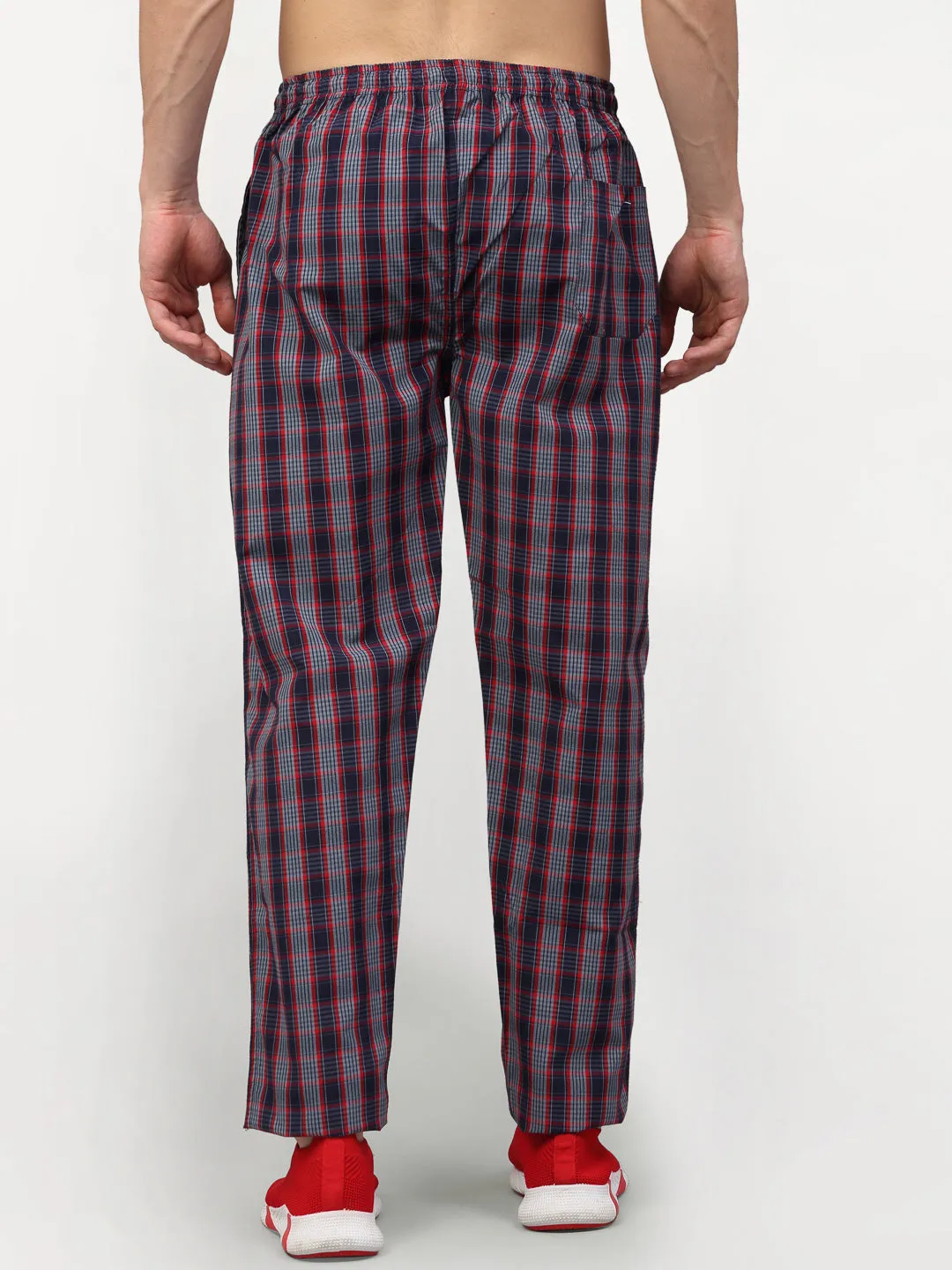 Jashvi Men's Grey Cotton Checked Track Pants