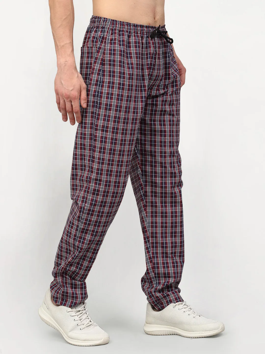 Jashvi Men's Multicolor Cotton Checked Track Pants