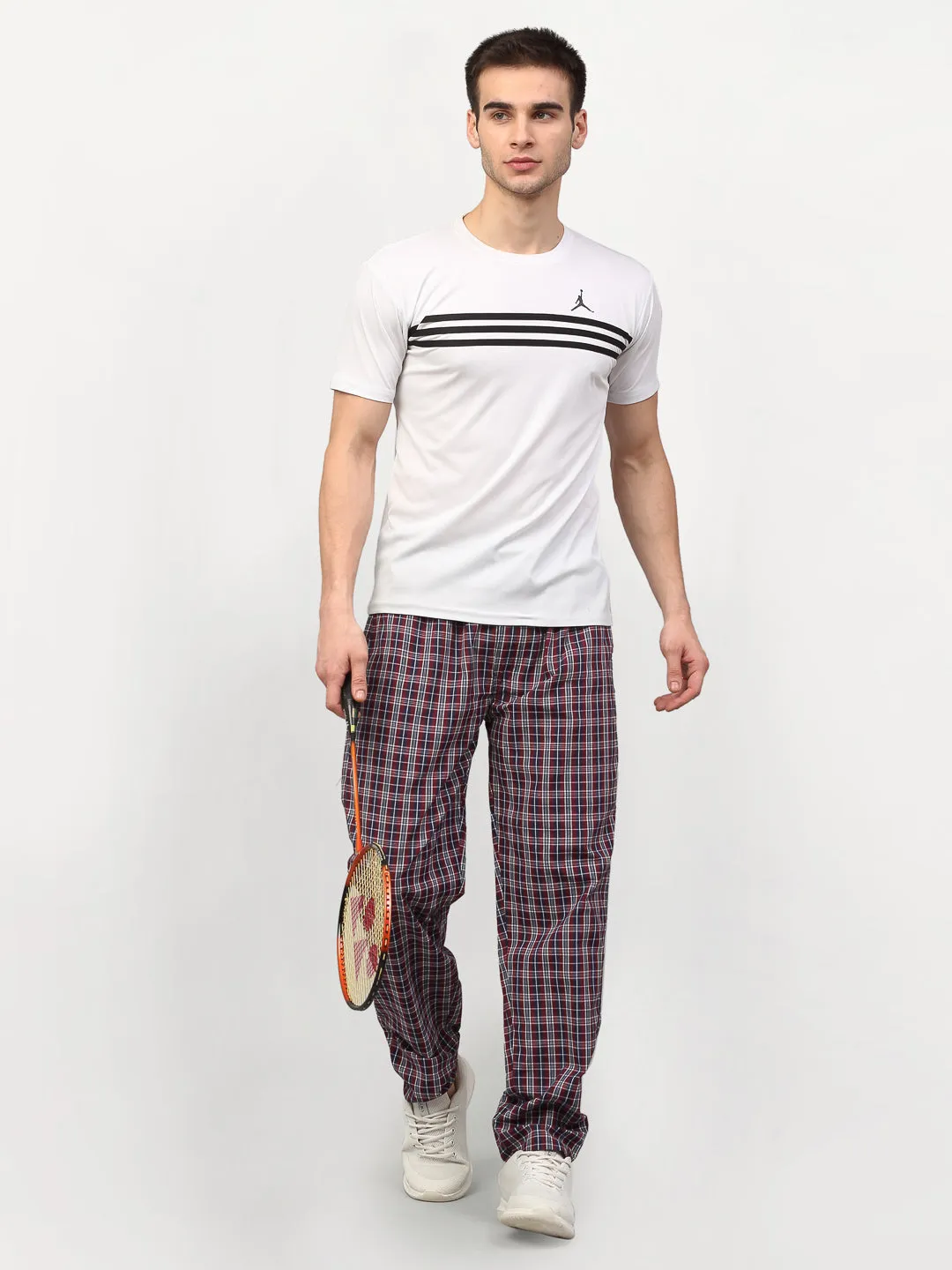 Jashvi Men's Multicolor Cotton Checked Track Pants