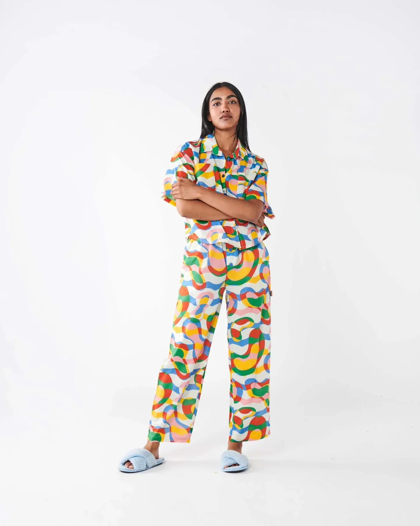 Kip & Co Colour Me Happy Organic Cotton Short Sleeve Shirt & Pant Pyjama Set