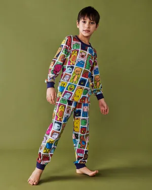 Kip & Co Monster Mash Organic Cotton Long Sleeve Top & Pant Pyjama Set