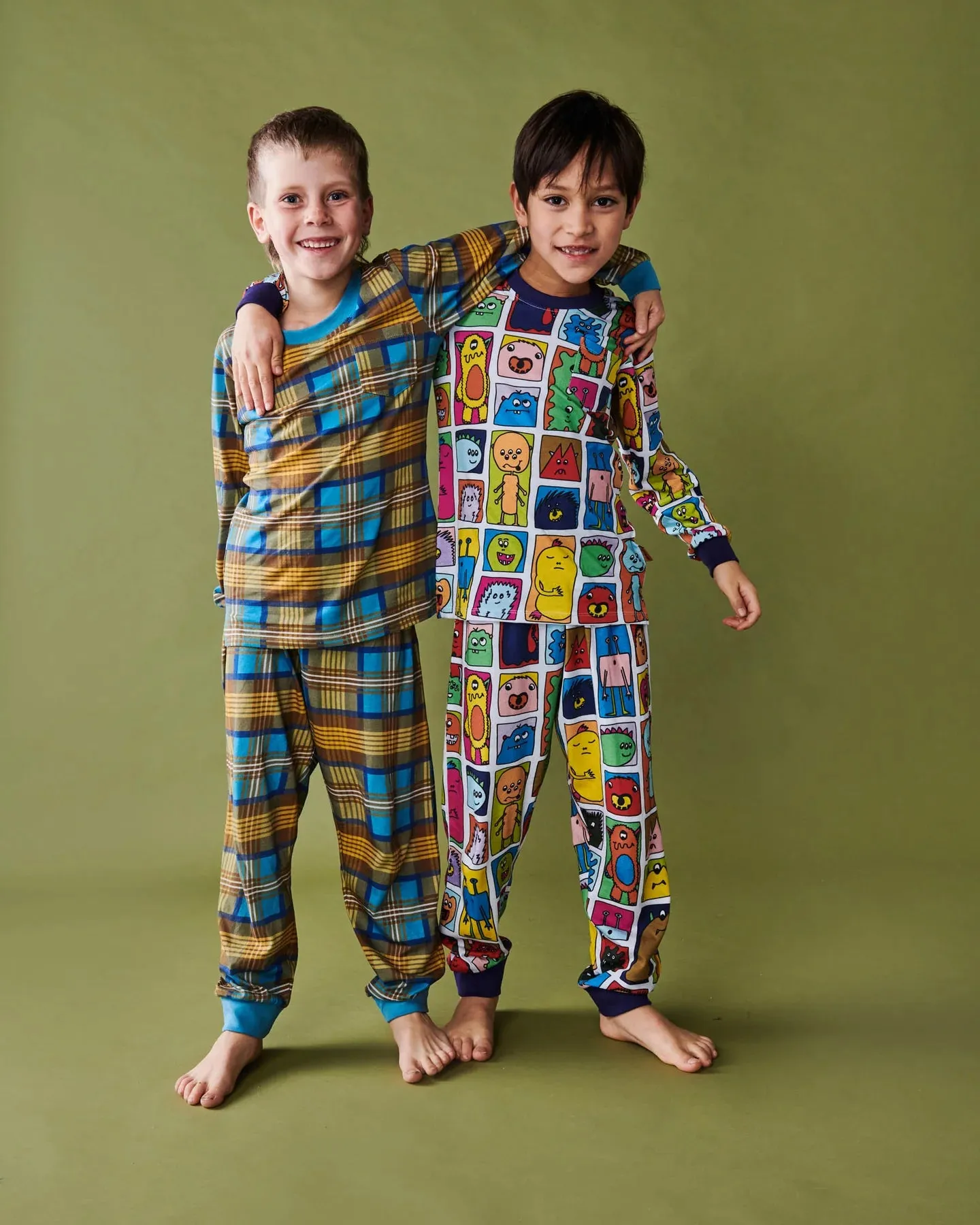 Kip & Co Monster Mash Organic Cotton Long Sleeve Top & Pant Pyjama Set