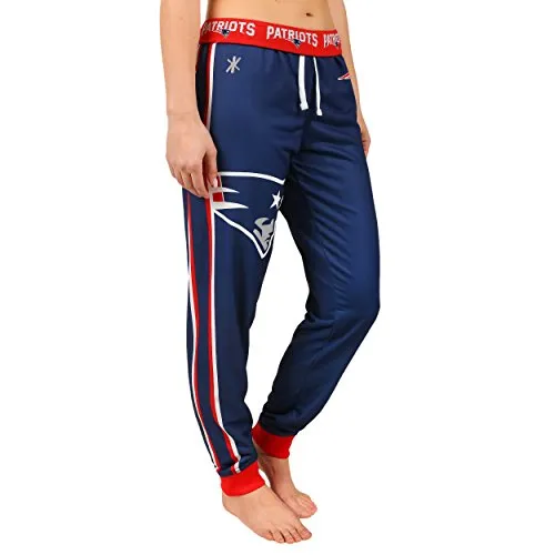 KLEW NFL Women's New England Patriots Cuffed Jogger Pants, Blue