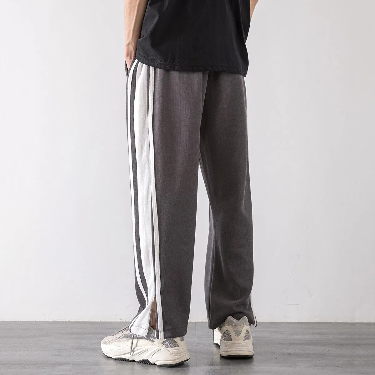 Korean Clothes Joggers Basketball Pants Punk Mens Clothing Loose Stripe Trousers