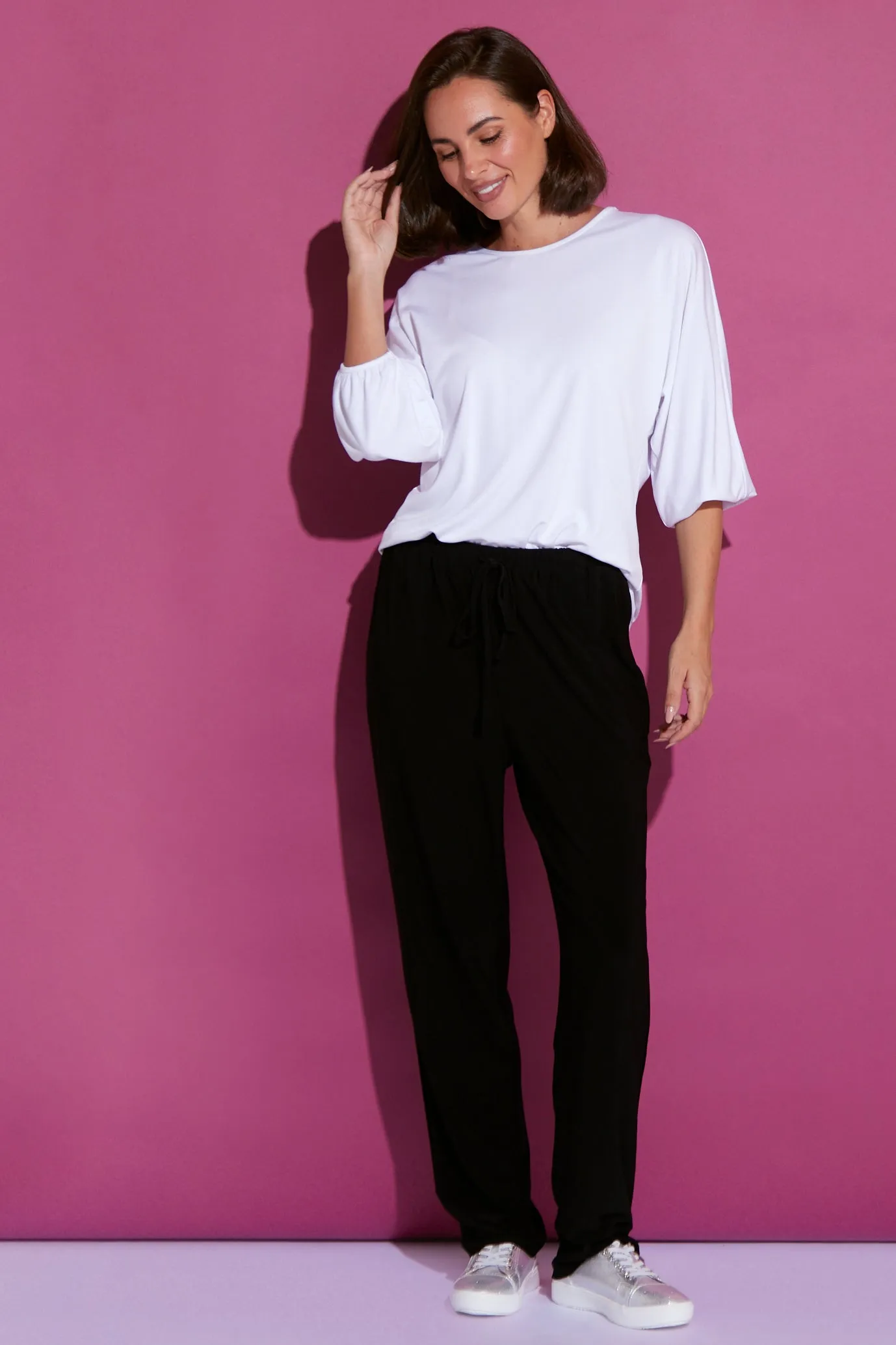 Luxe Drawstring Jersey Pants - Black